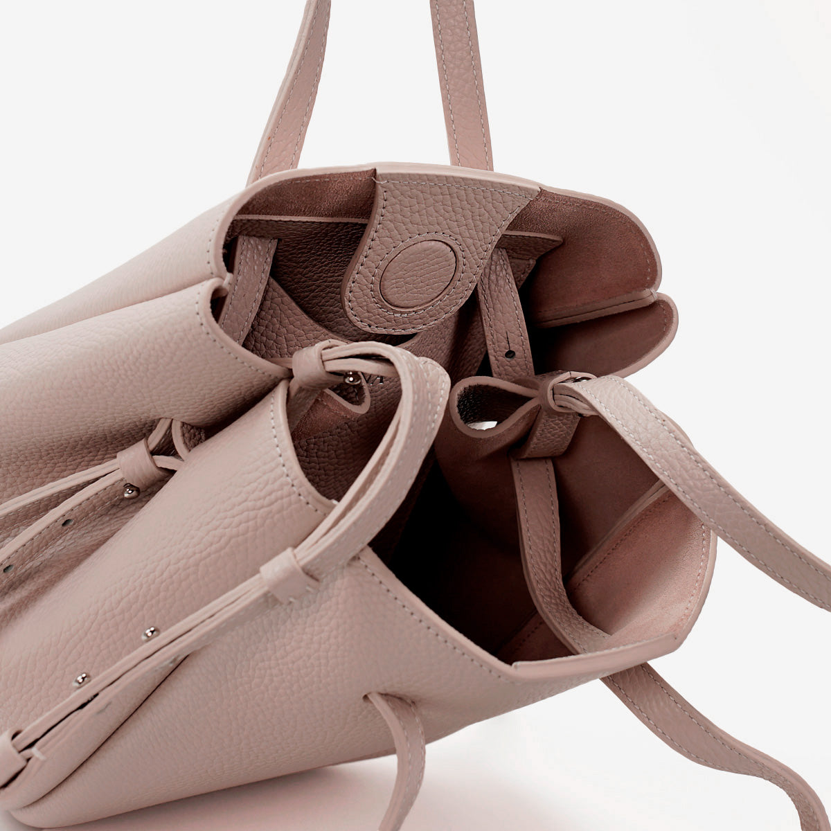 Pétale Bag, Textured Leather, Rose Vanilla Color, with Extras