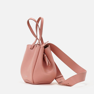 Mini Pétale Bag, Textured Leather, Rose Poudré, with Wide Crossbody Strap & Extras