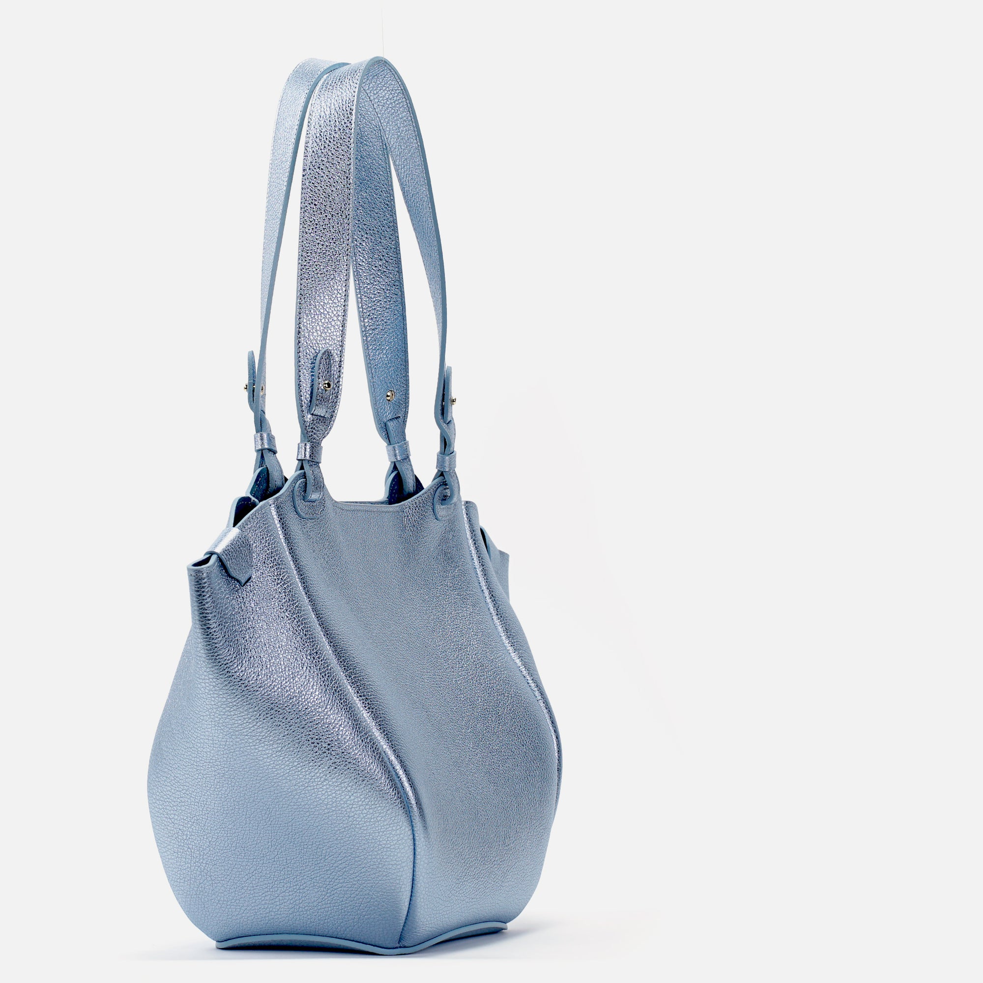 Orée Bag, Textured Leather, Metallic Blue