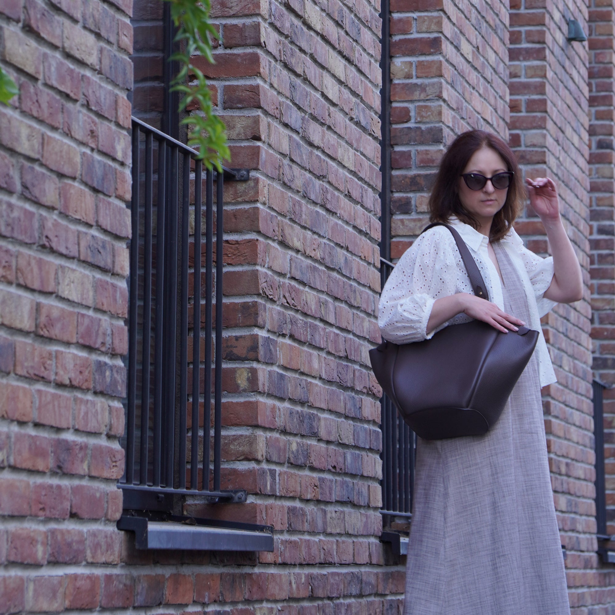 Orée Bag, Textured Leather, Metallic Blue