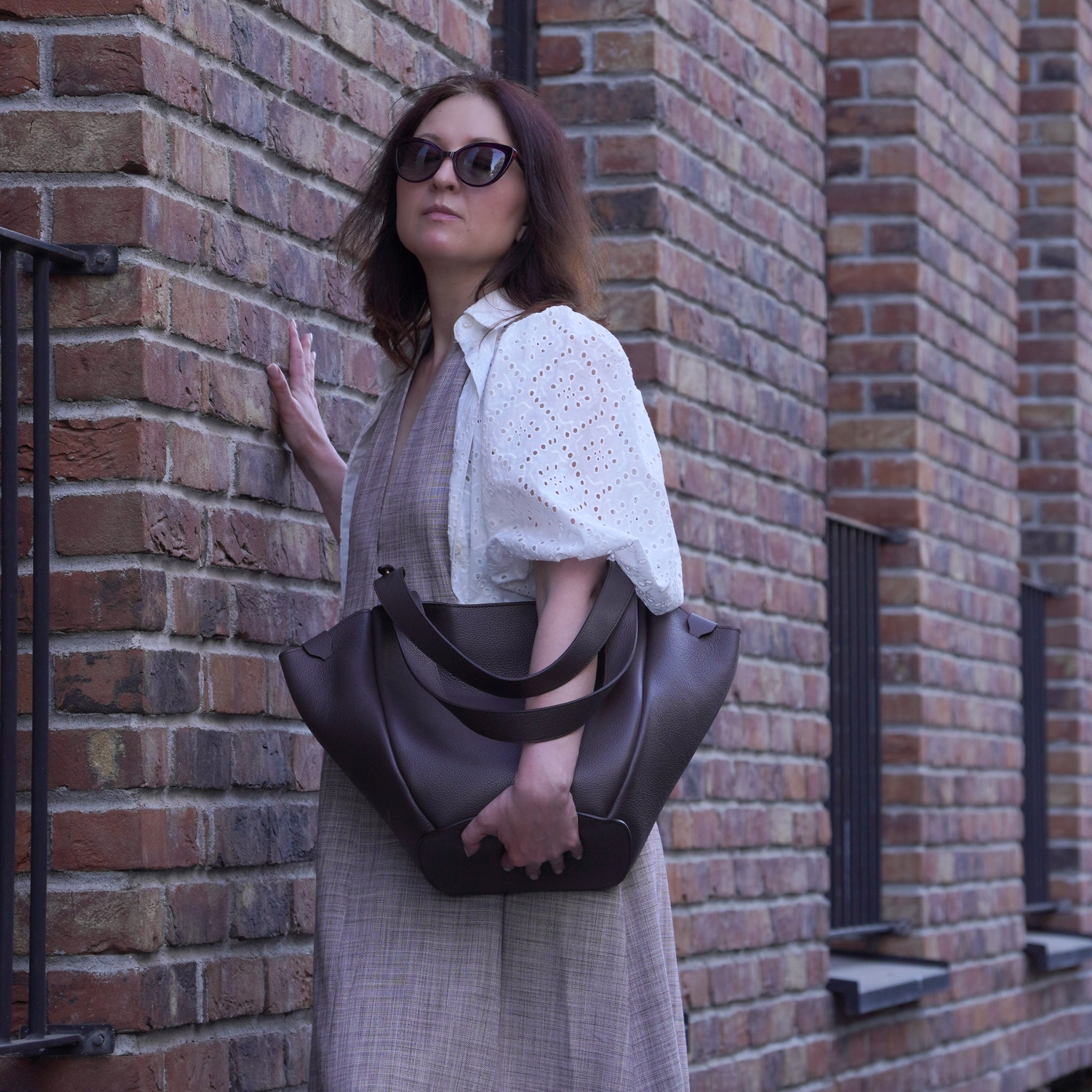 Orée Bag, Textured Leather, Dark Chocolate
