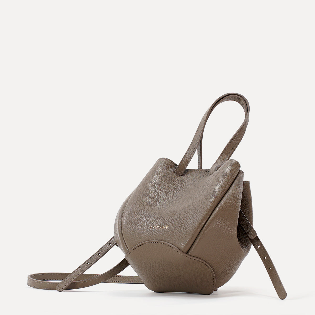 Mini Pétale Bag, Textured Leather, Dark Greige, with Extras