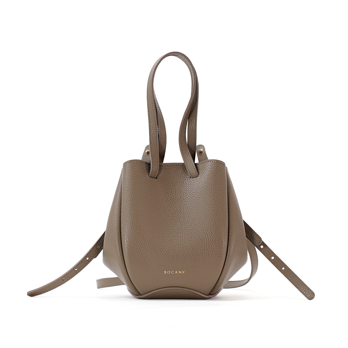 Mini Pétale Bag, Textured Leather, Dark Greige, with Extras