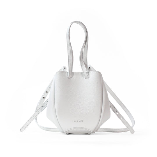 Mini Pétale Bag, Textured Leather, Pure White, with Extras