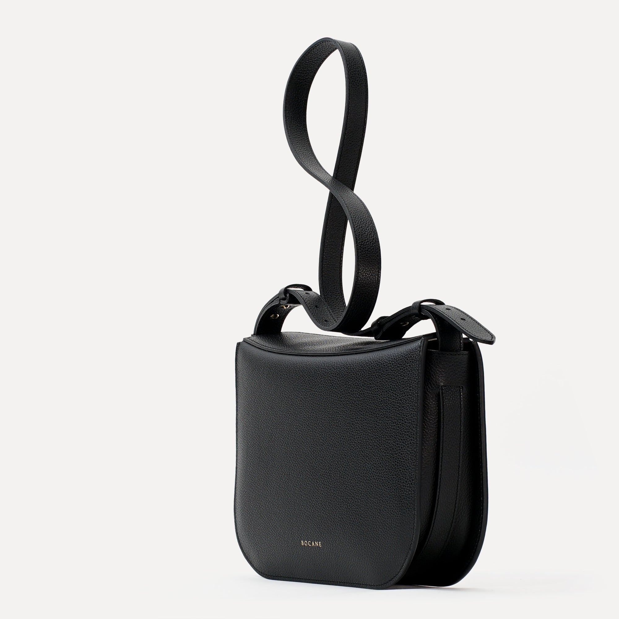 Maxi Demoiselle Bag, Textured Leather, Black