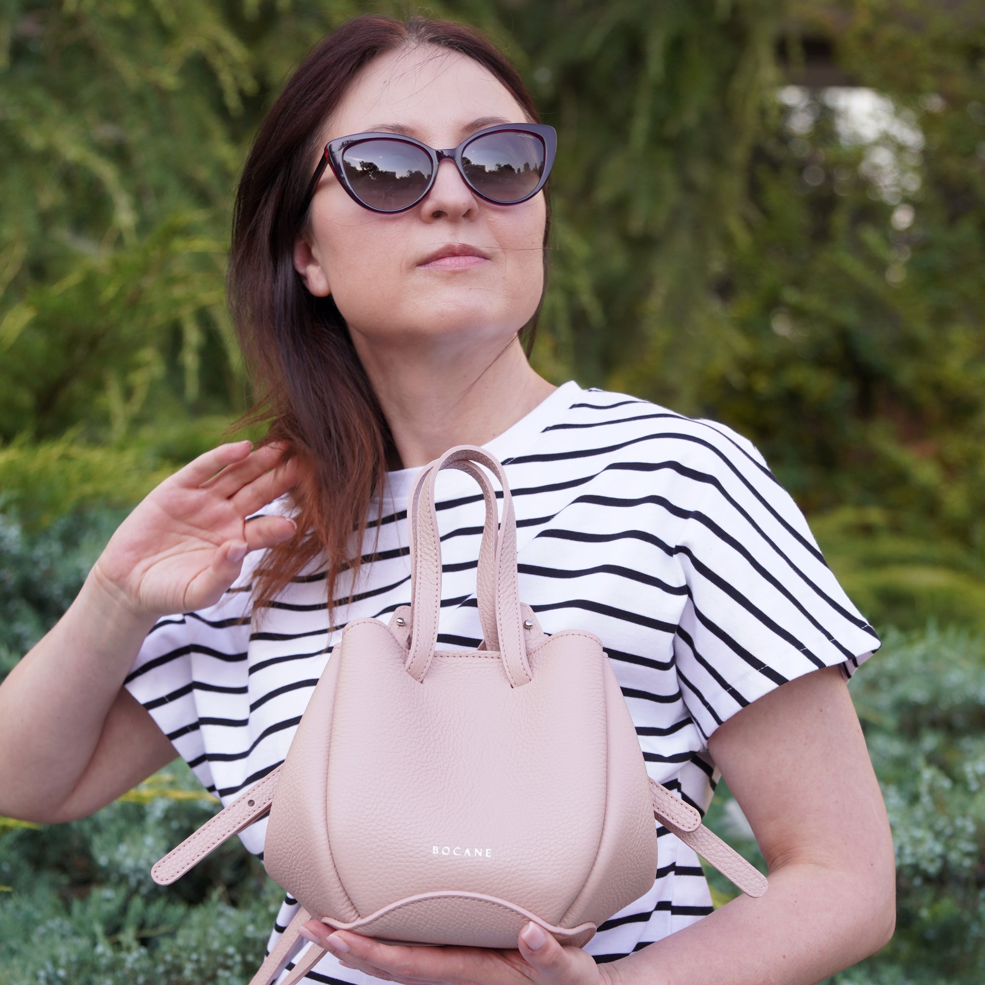 Bijou Pétale Bag, Textured Leather, Cappuccino, with Extras