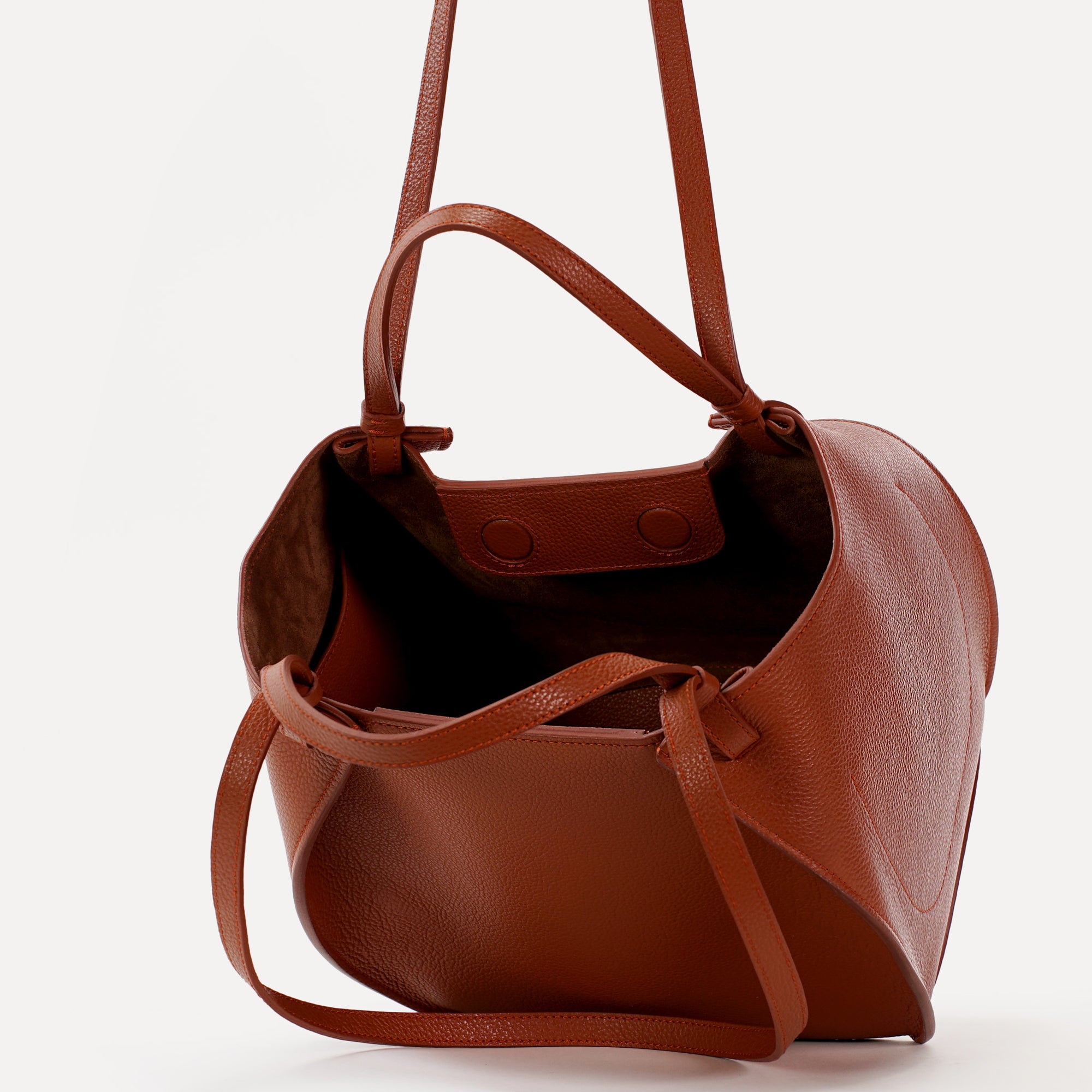 Amarante Bag, Textured Leather, Chocolate