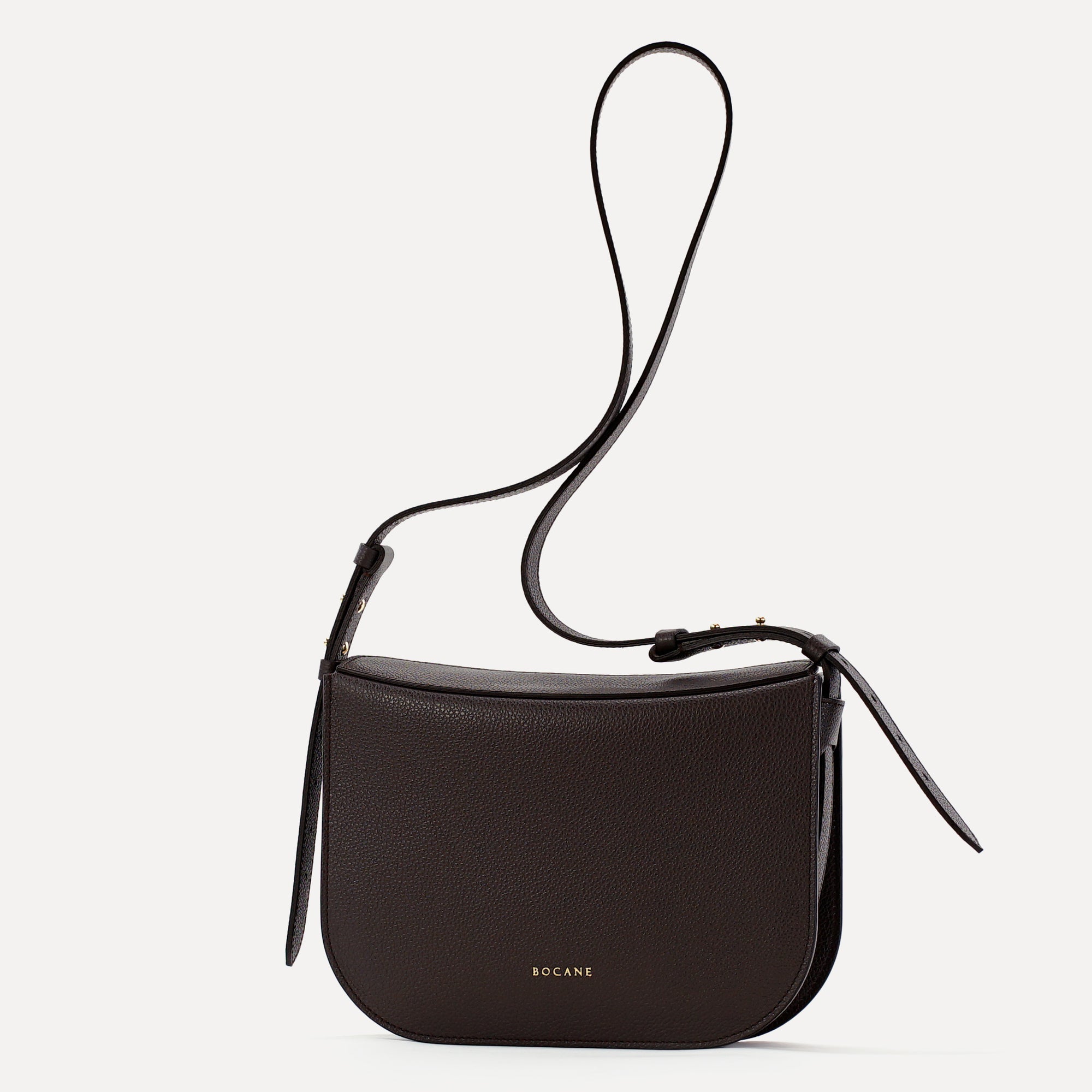 Midi Demoiselle Bag, Textured Leather, Dark Chocolate