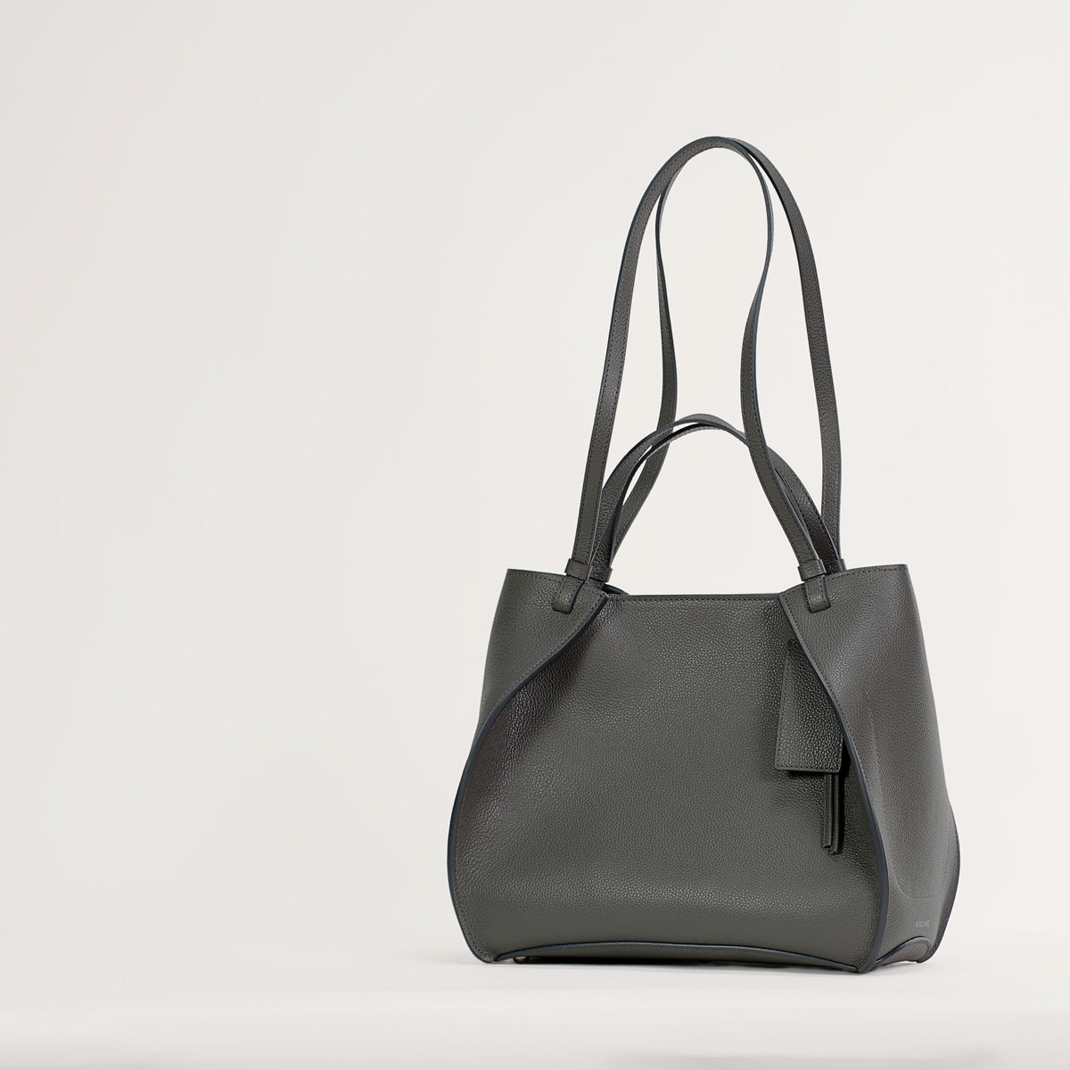Amarante Bureau Bag, Textured Leather, Smoky Gray
