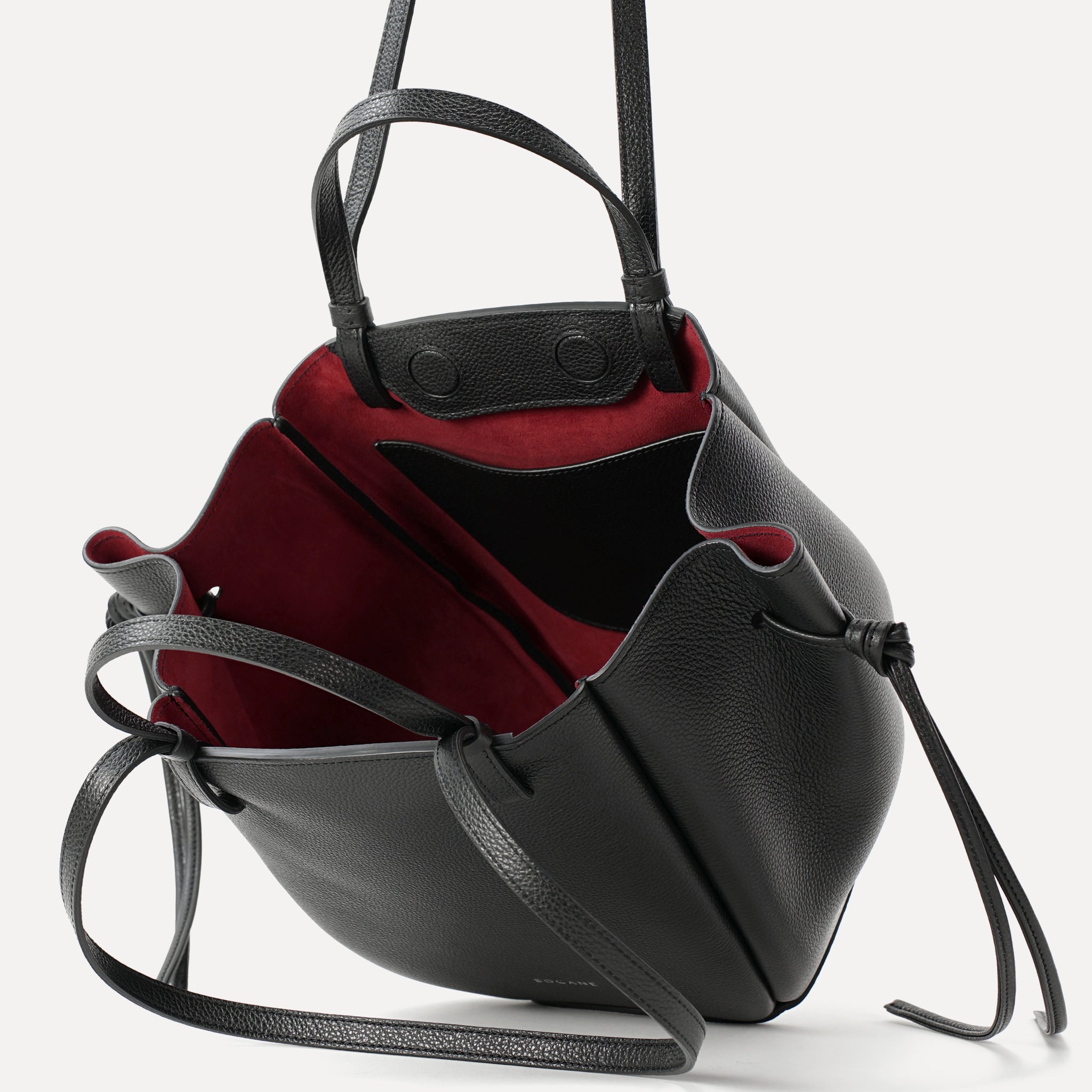 Midi Voulez-Vous Bag, Textured Leather, Black