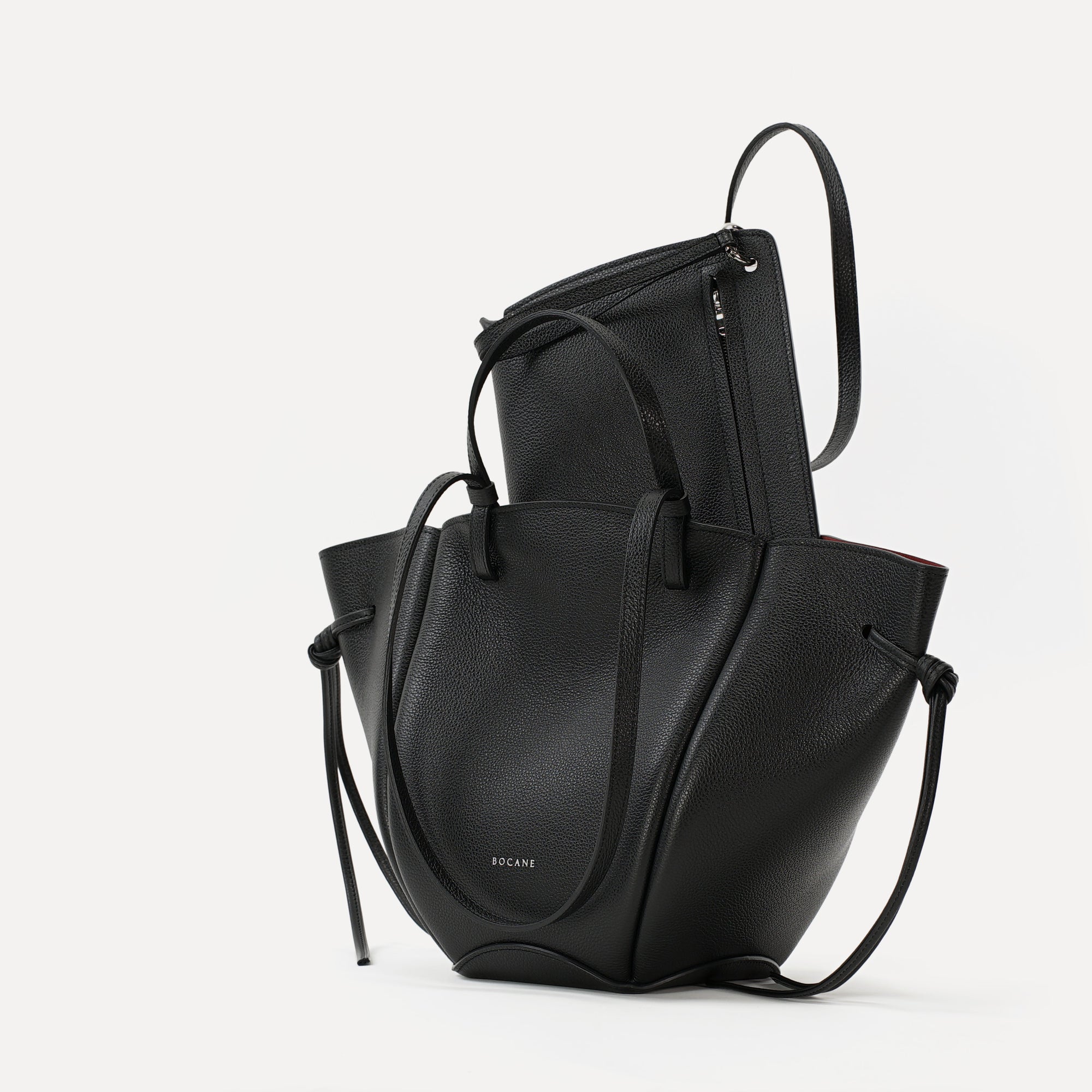 Midi Voulez-Vous Bag, Textured Leather, Black