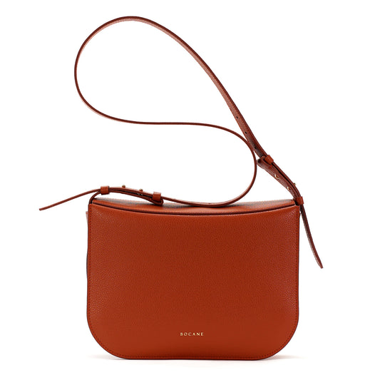 Maxi Demoiselle Bag, Textured Leather, Rust Color