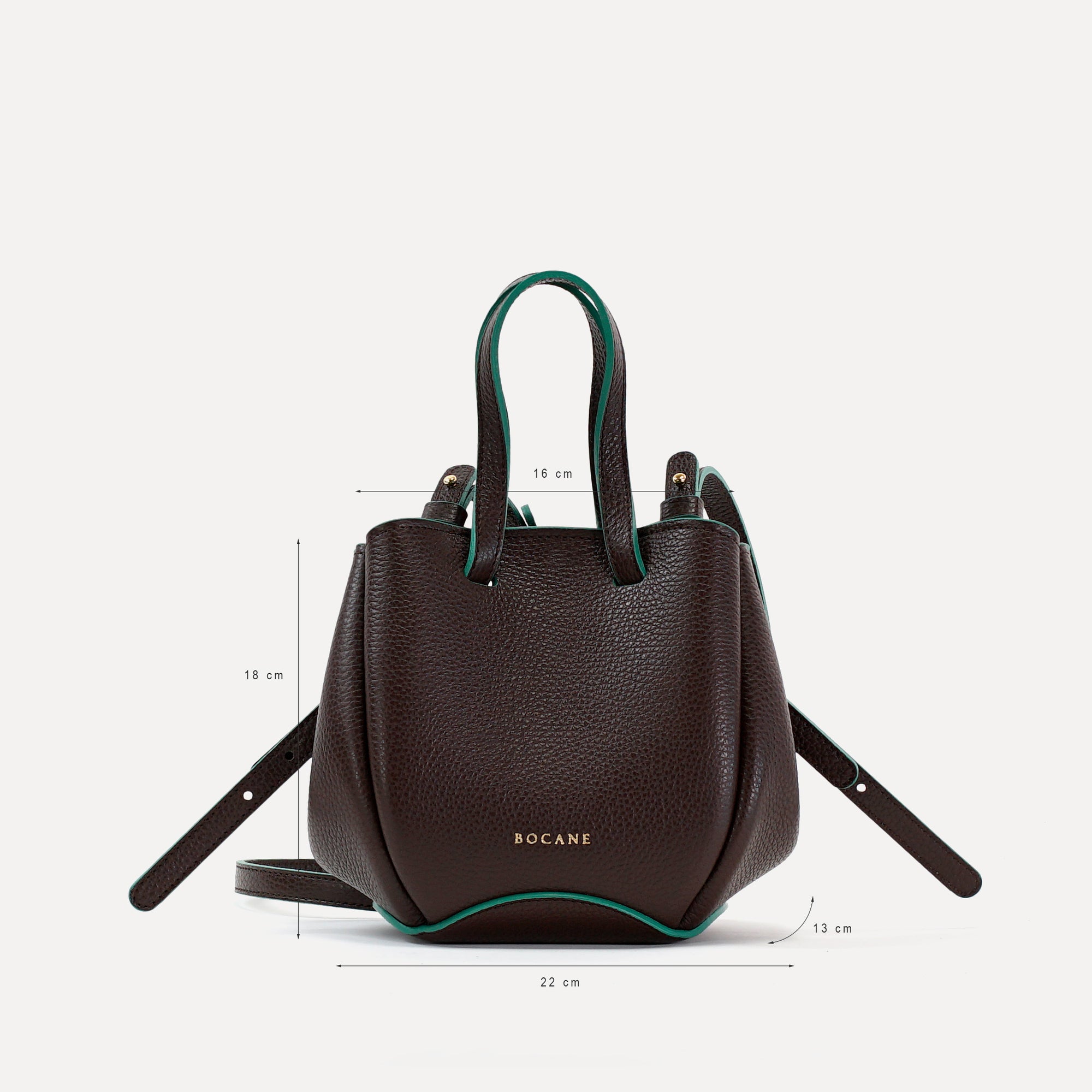 Bijou Pétale Bag, Textured Leather, Chocolate &amp; Emerald Accents, with Extras