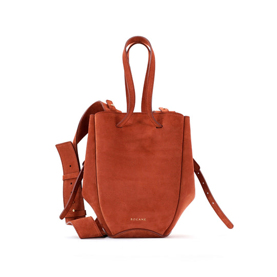 Pétale Bag, Suede Leather, Rust Color