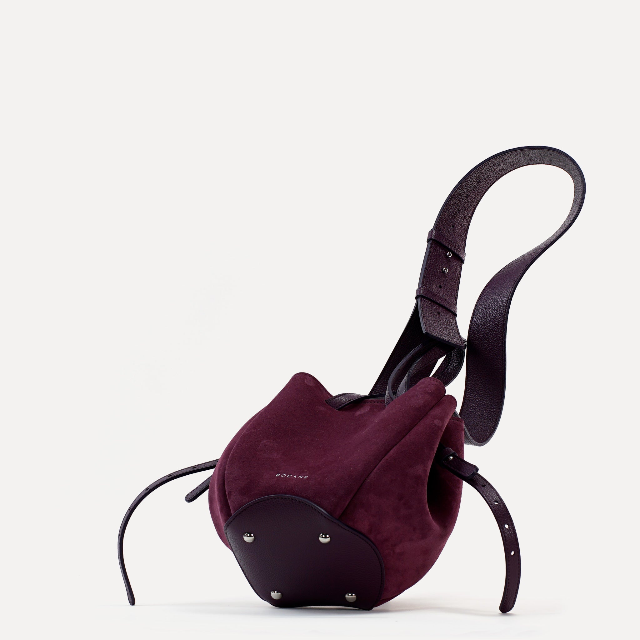 Mini Petal Bag, Suede, Burgundy-Purple