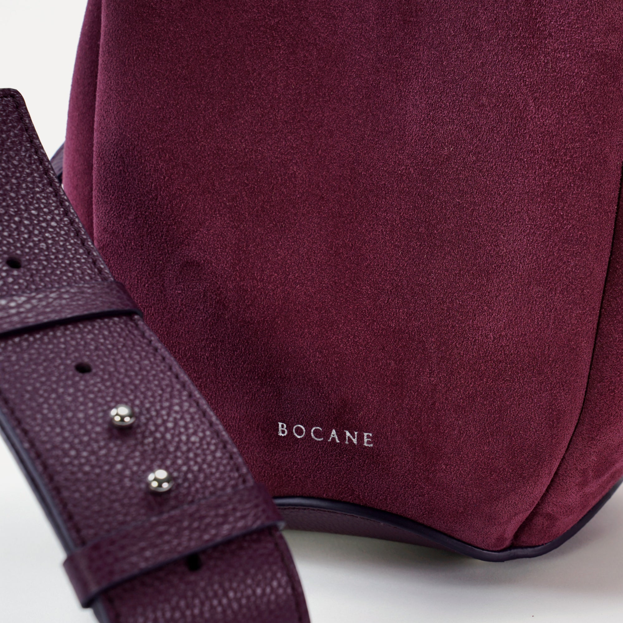 Mini Petal Bag, Suede, Burgundy-Purple