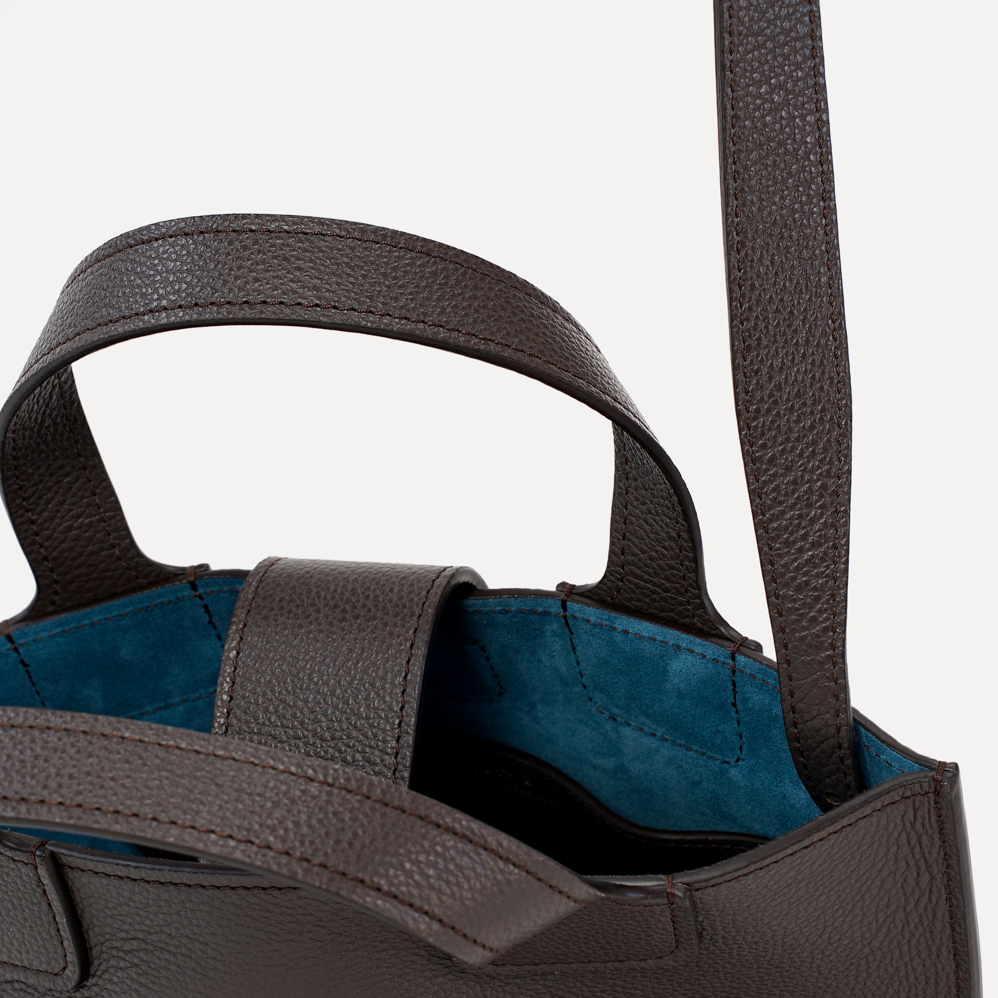 Caprice Bag, Textured Leather, Color Dark Chocolate