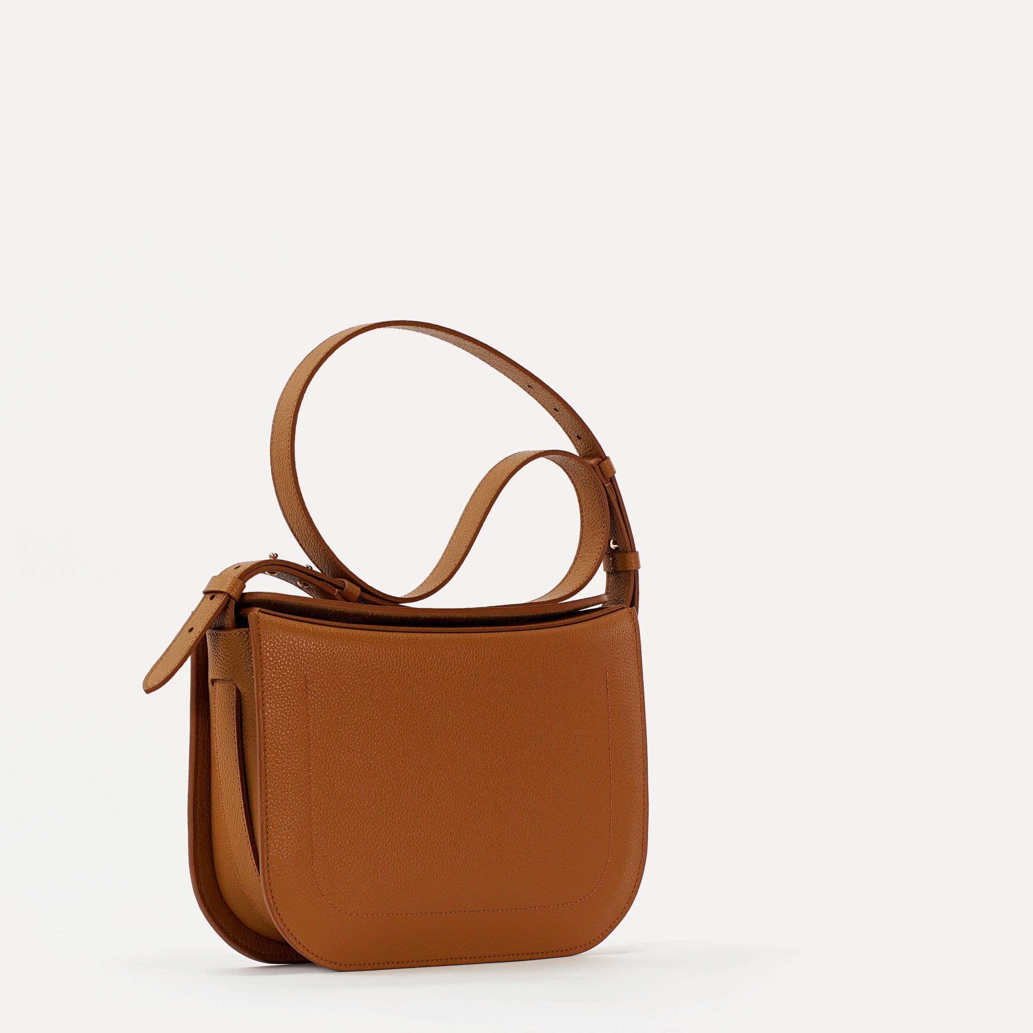 Maxi Demoiselle Bag, Textured Leather, Caramel