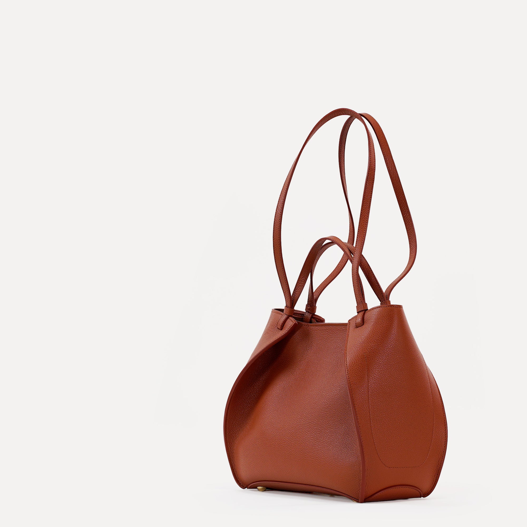 Amarante Bureau Bag, Textured Leather, Rust