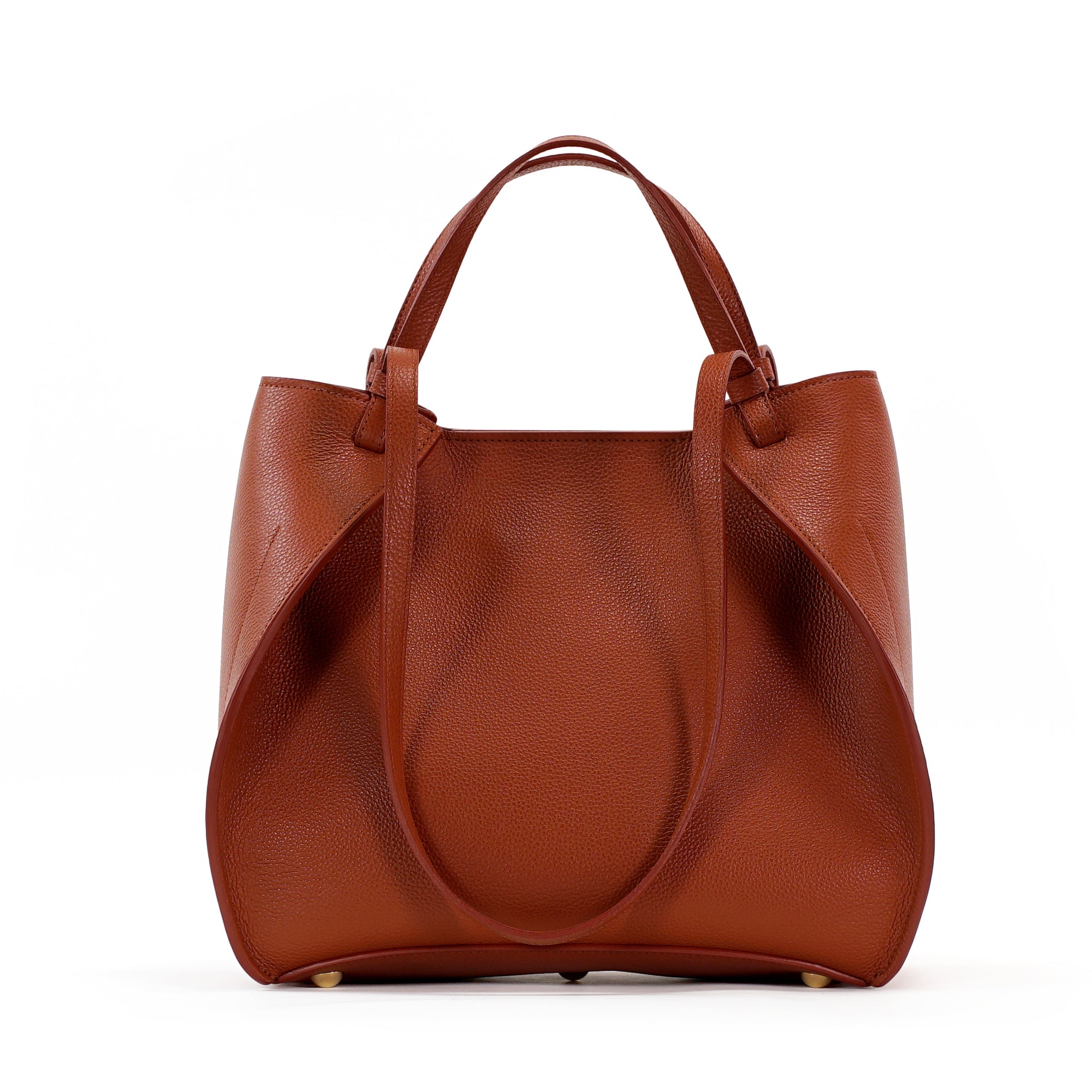 Amarante Bureau Bag, Textured Leather, Rust