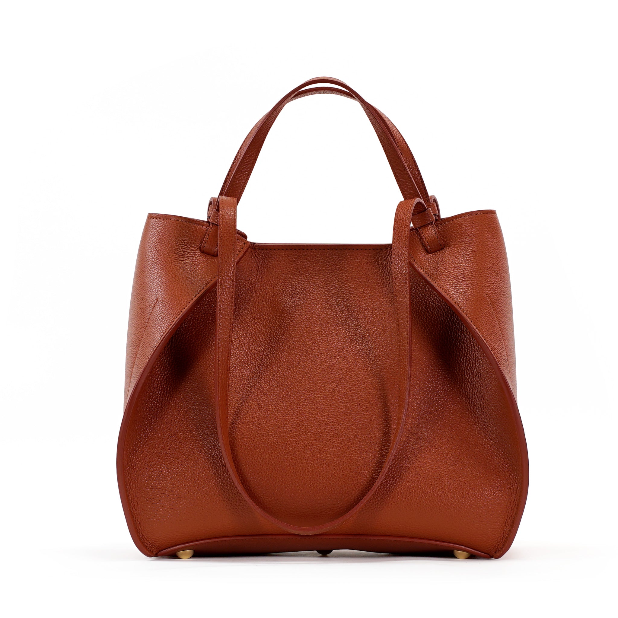 Amarante Bureau Bag, Textured Leather, Rust