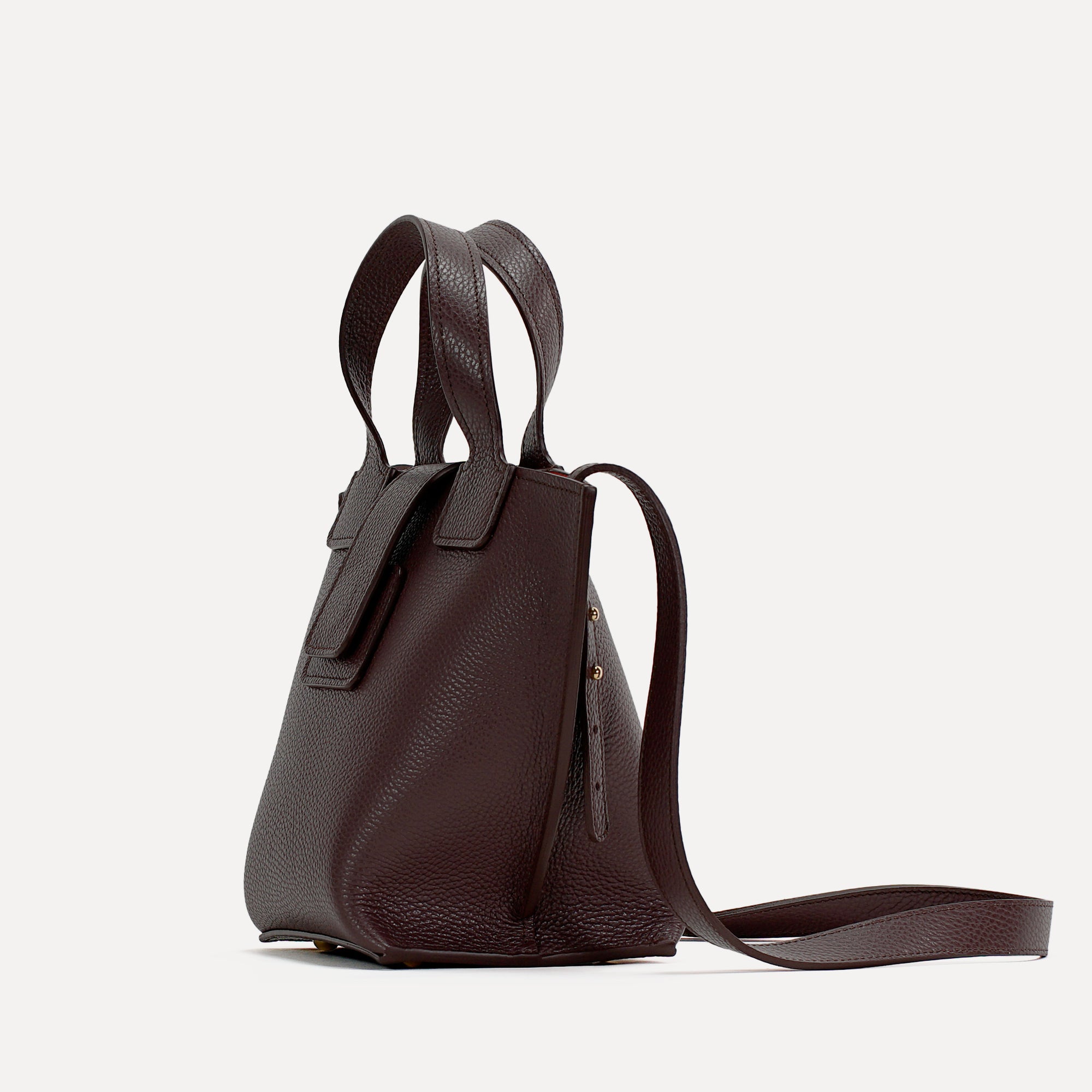 Caprice Bag, Textured Leather, Burgundy Color
