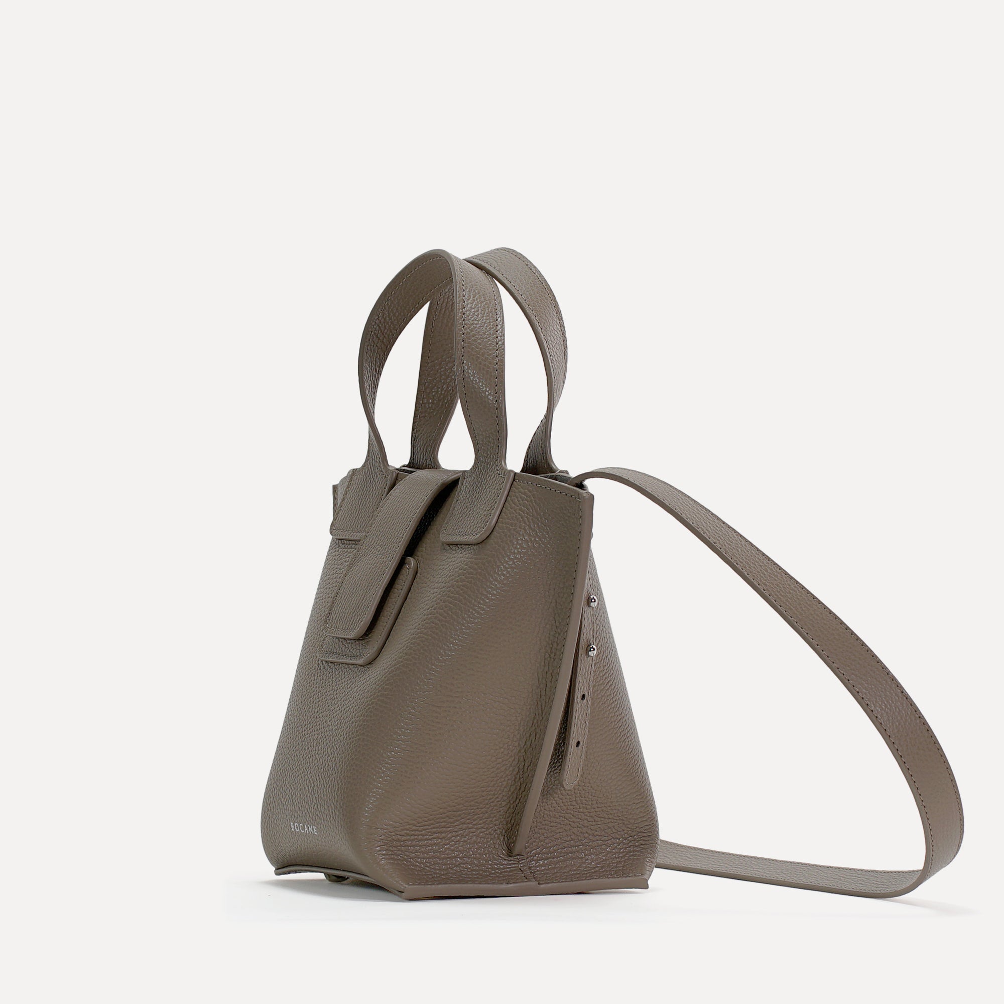 Caprice Bag, Textured Leather, Dark Greige Color