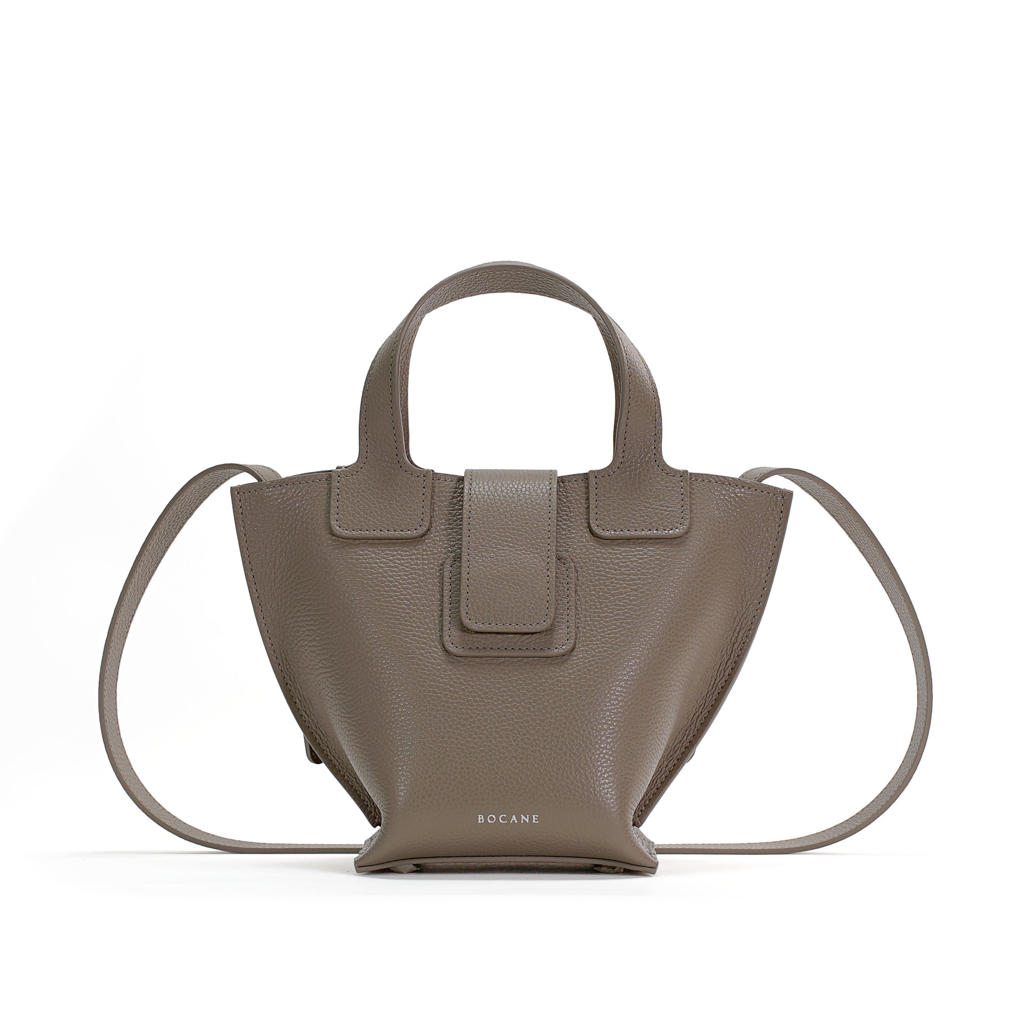 Caprice Bag, Textured Leather, Dark Greige Color