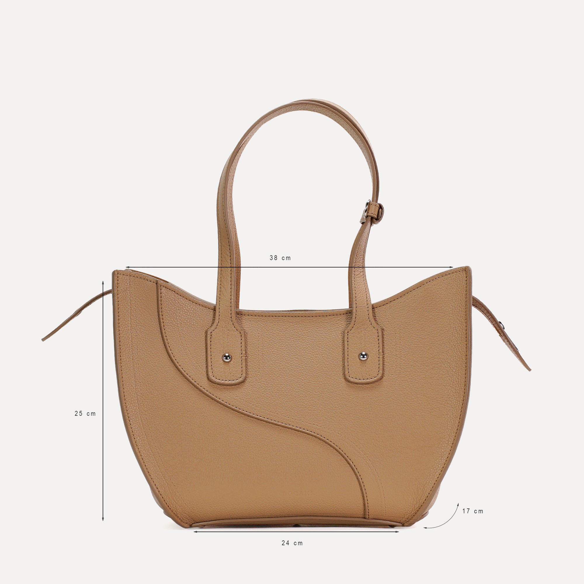 Ether Midi Bag, Textured Leather, Cappuccino