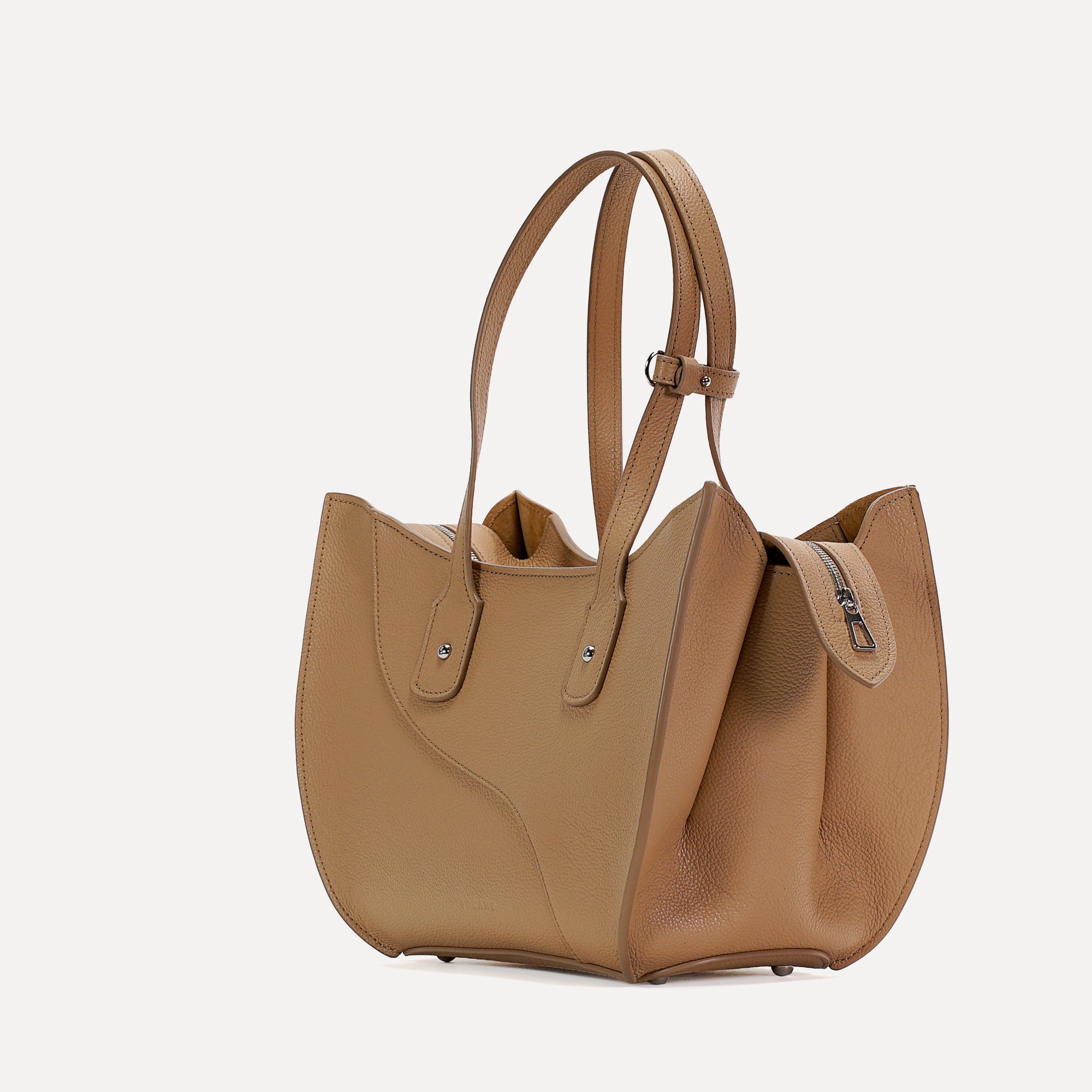 Ether Midi Bag, Textured Leather, Cappuccino
