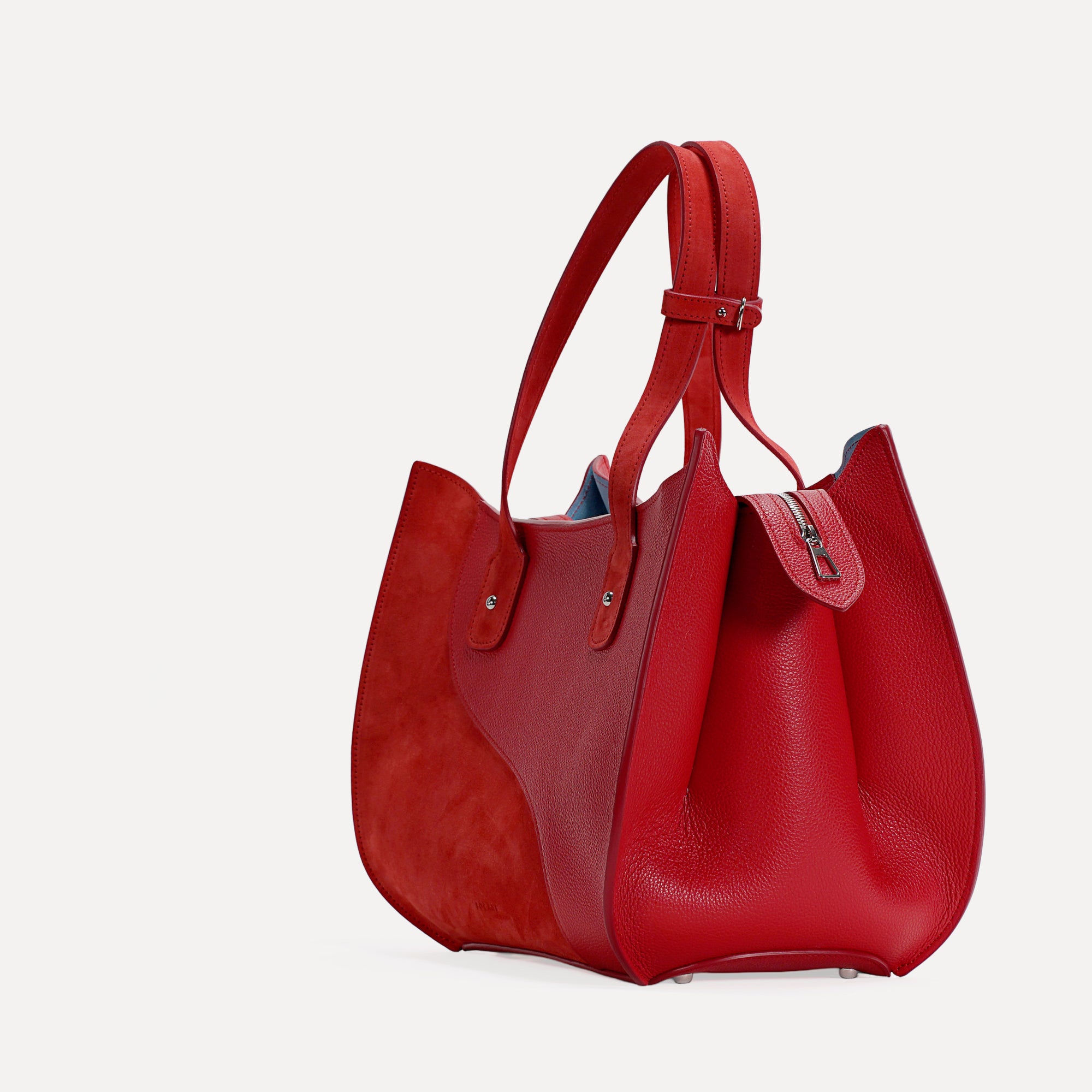 Ether Bag, Textured Leather &amp; Suede, Bright Red