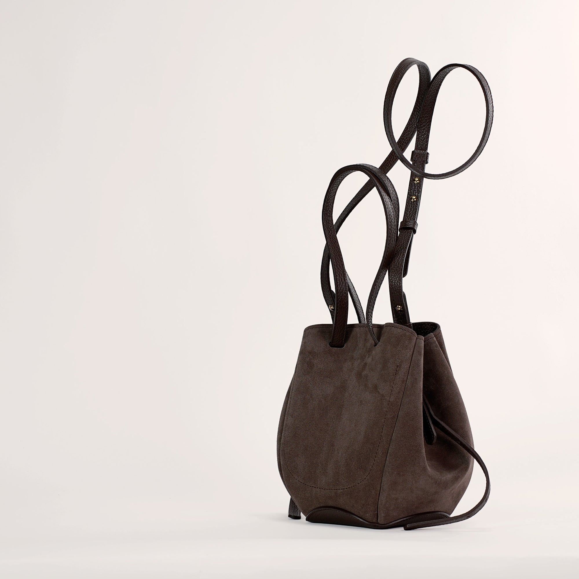 Mini Pétale Bag, Chocolate Suede, with Accessories