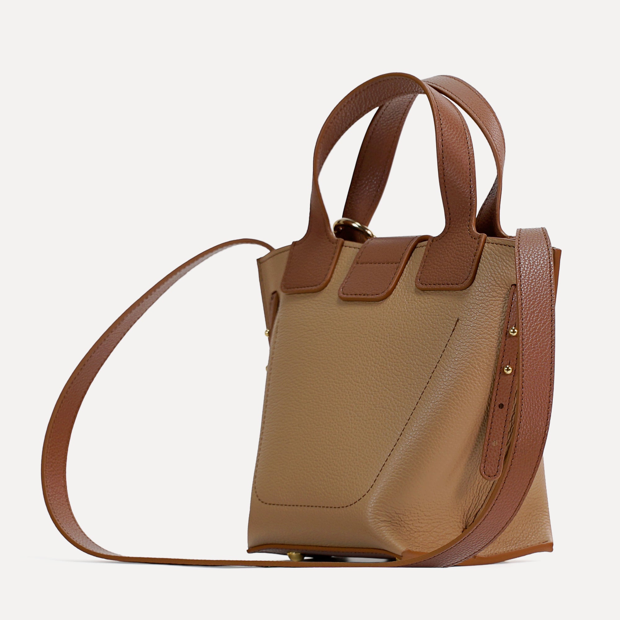 Caprice Bag, Textured Leather, Cappuccino and Cinnamon Color