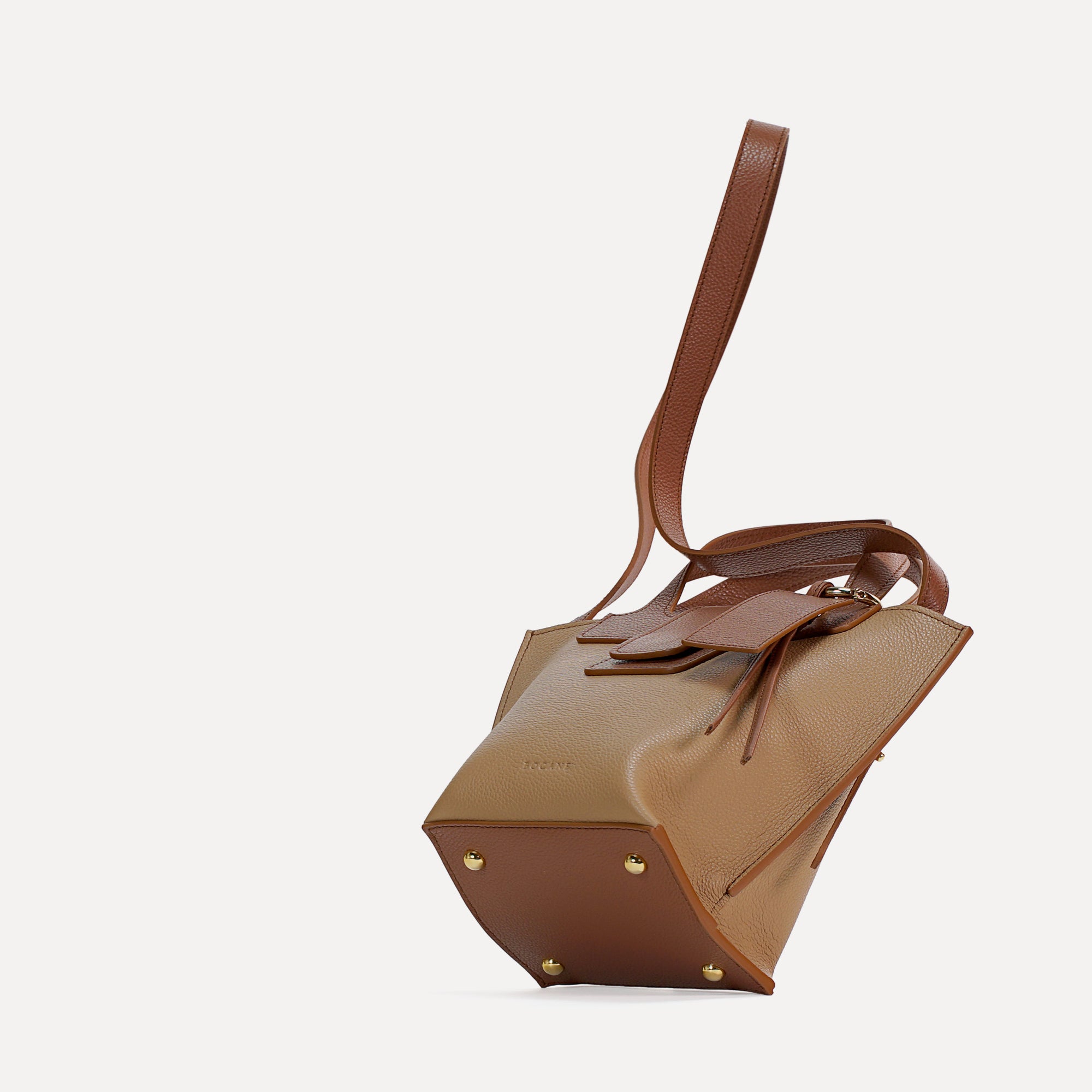 Caprice Bag, Textured Leather, Cappuccino and Cinnamon Color