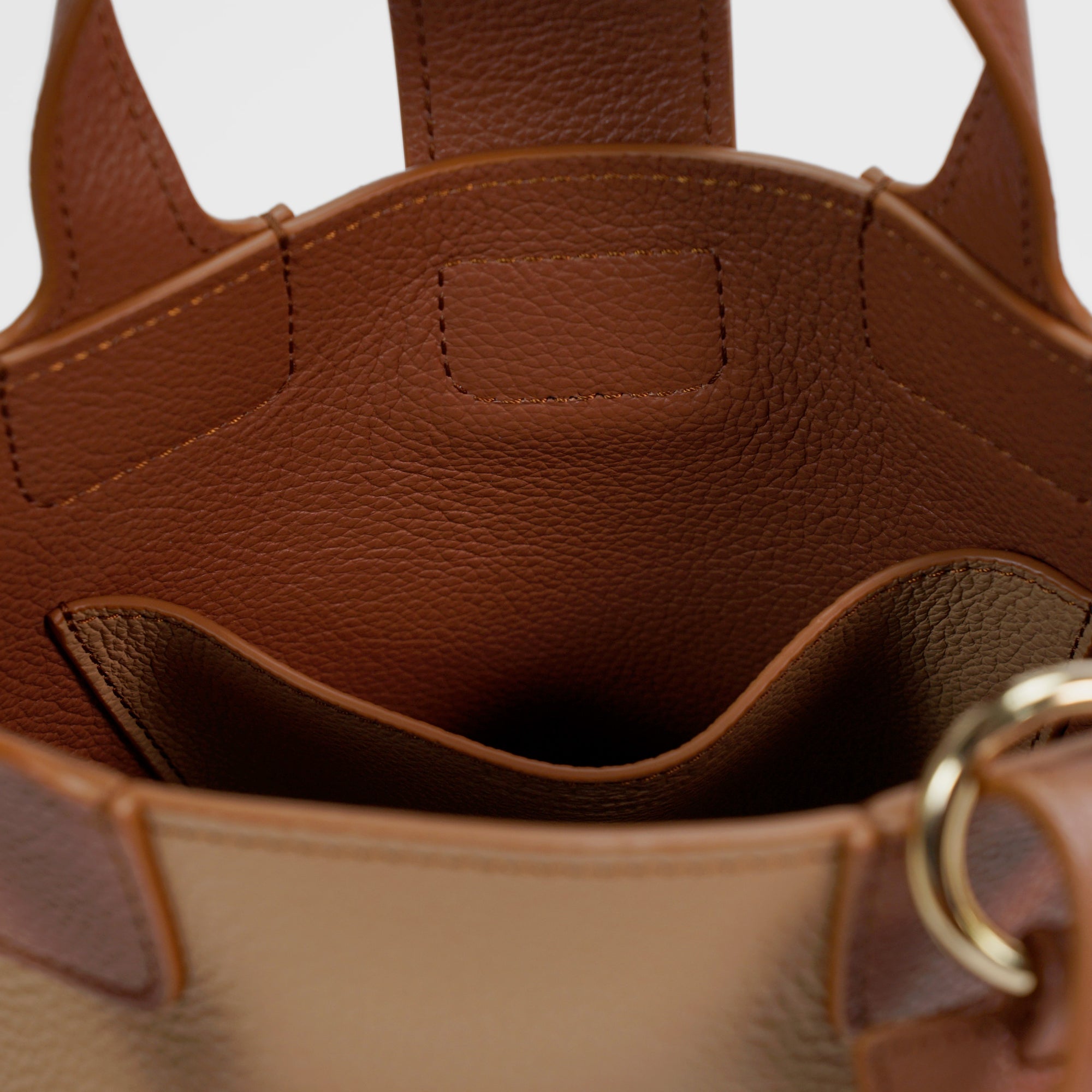 Caprice Bag, Textured Leather, Cappuccino and Cinnamon Color