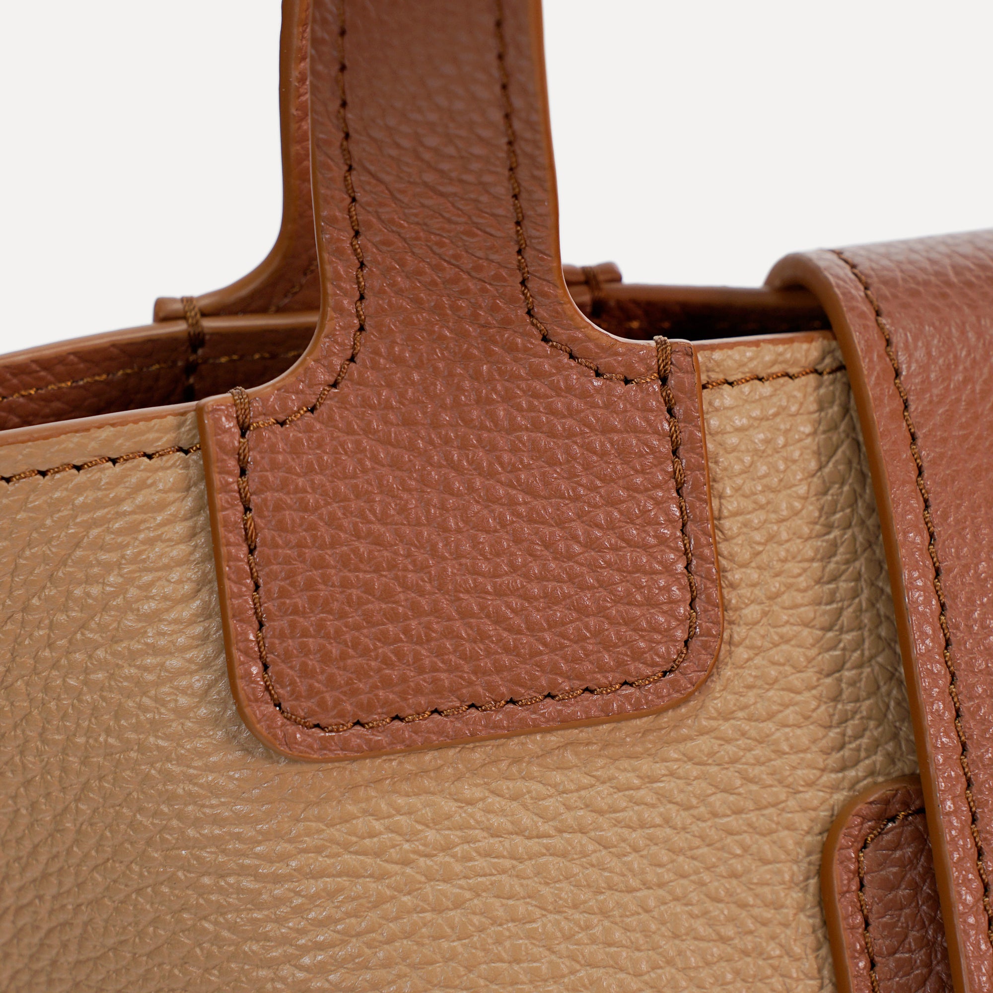 Caprice Bag, Textured Leather, Cappuccino and Cinnamon Color
