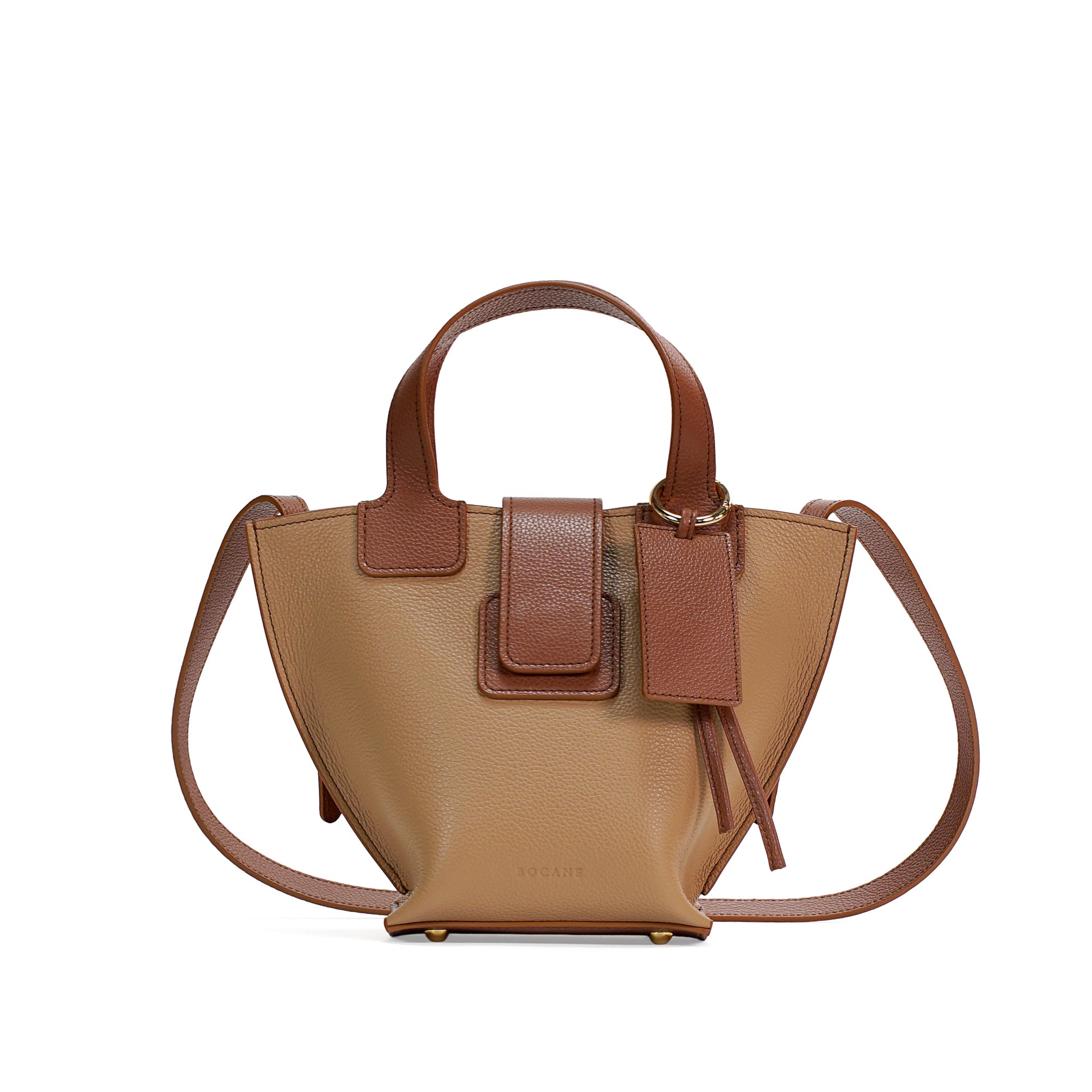 Caprice Bag, Textured Leather, Cappuccino and Cinnamon Color