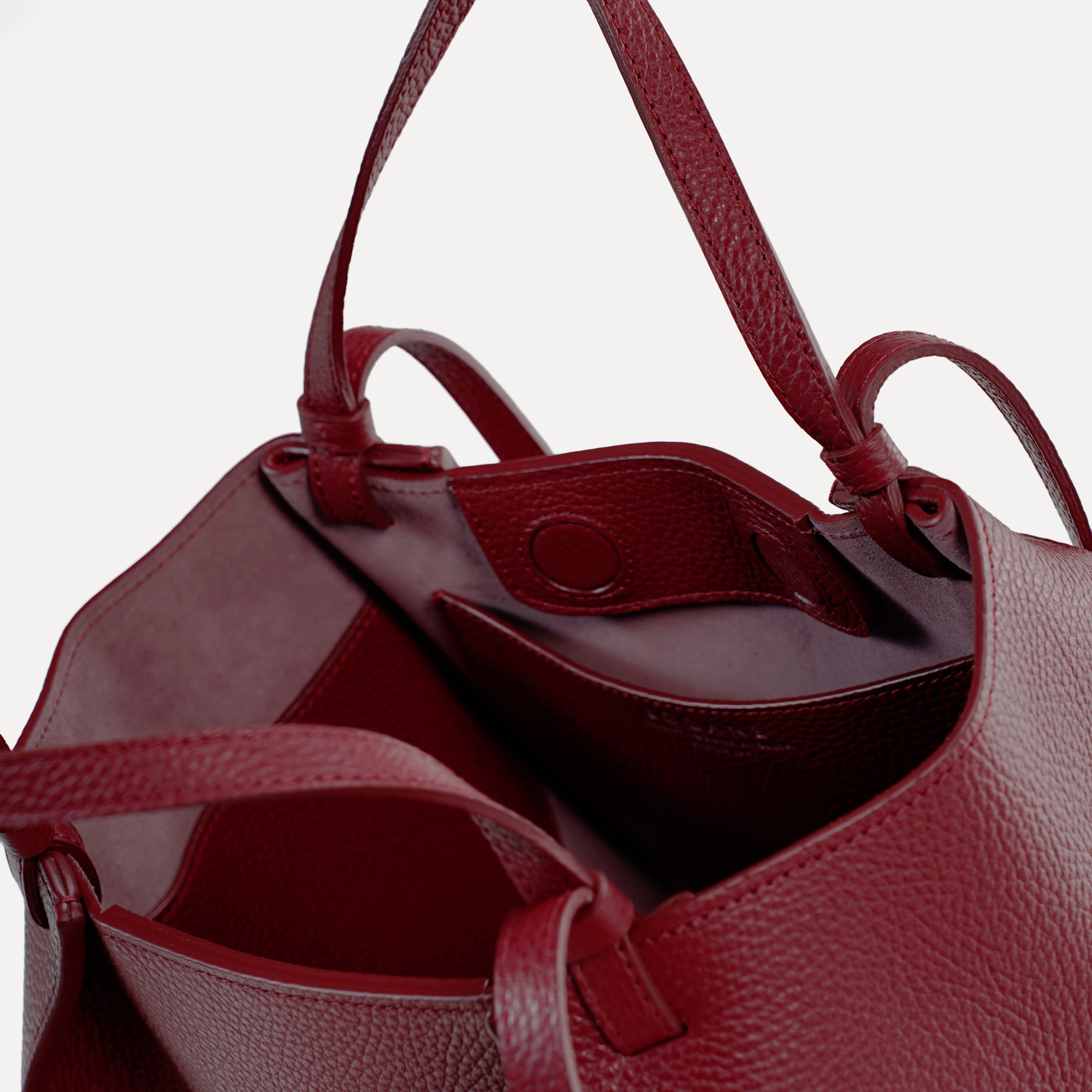 Amarante Bag, Textured Leather, Cranberry Red