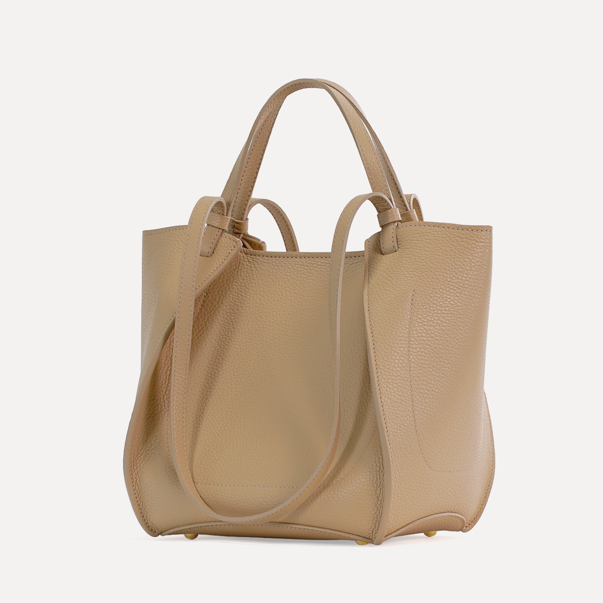 Amarante Bag, Textured Leather, Champagne