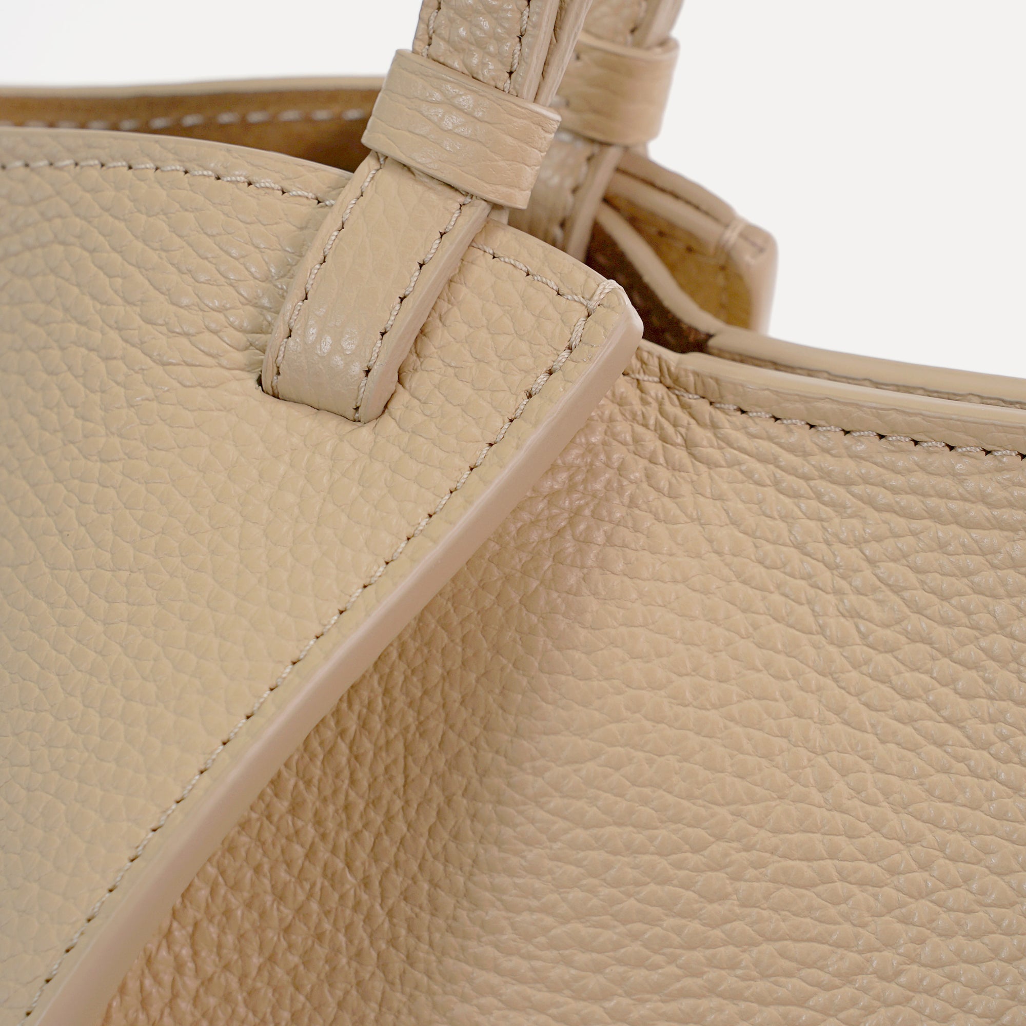 Amarante Bag, Textured Leather, Champagne