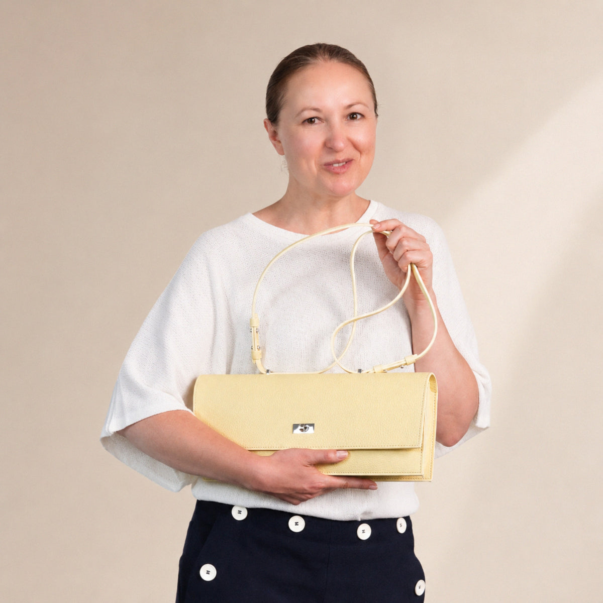 Esprit Long Bag, Textured Leather, Pastel Yellow