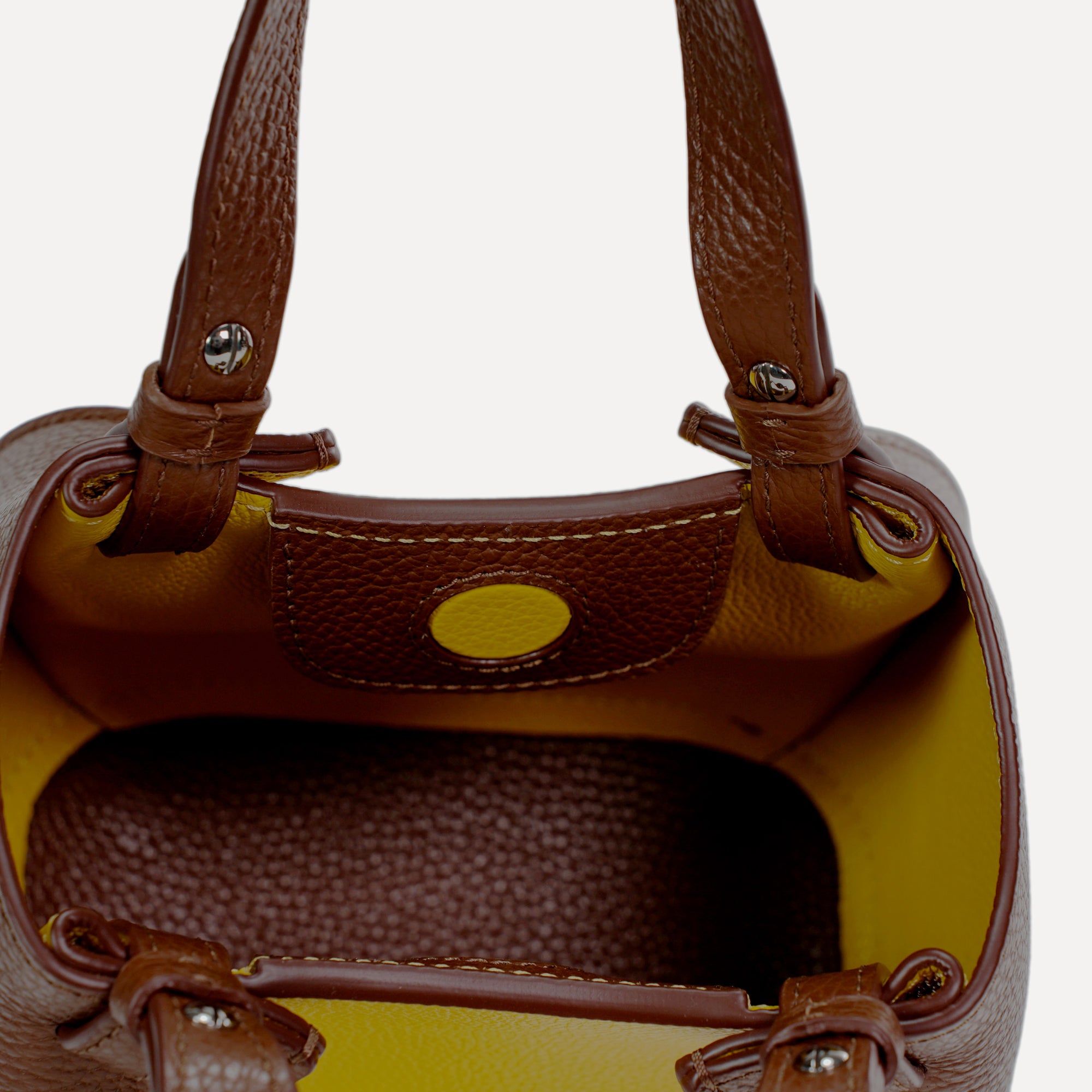 Amarante Petit Bag, Textured Leather, Solar Yellow - Nocciola