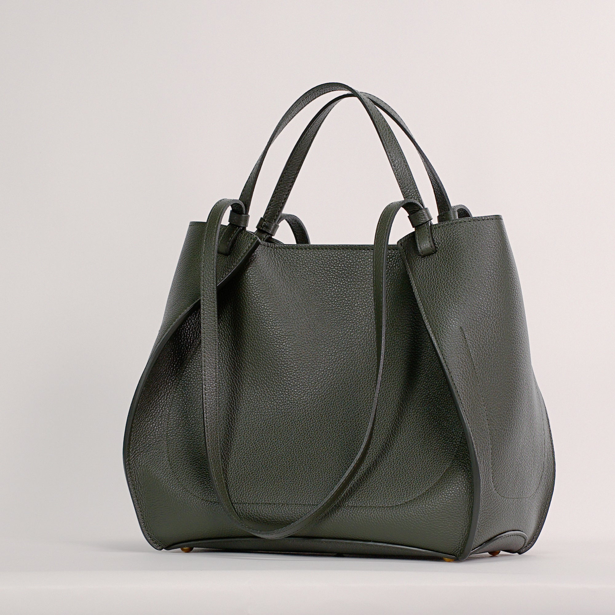 Amarante Bureau Bag, Textured Leather, Loden Green