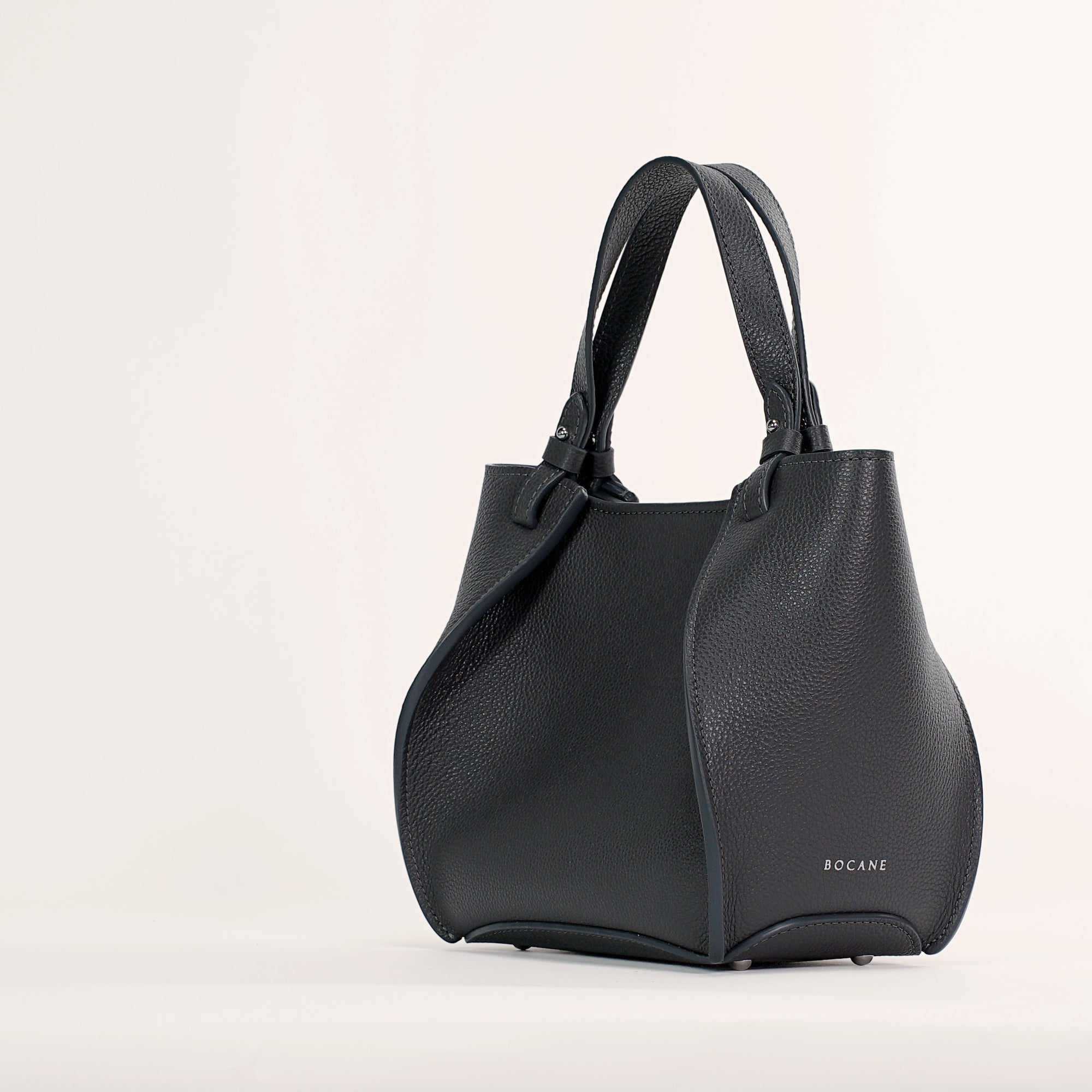 Amarante Mini Bag, Textured Leather, Lava Gray