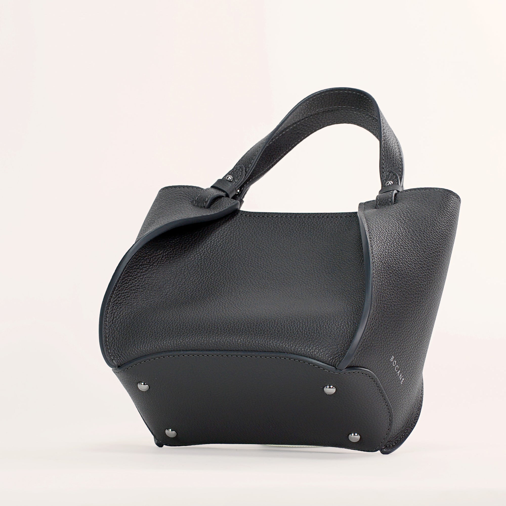 Amarante Mini Bag, Textured Leather, Lava Gray