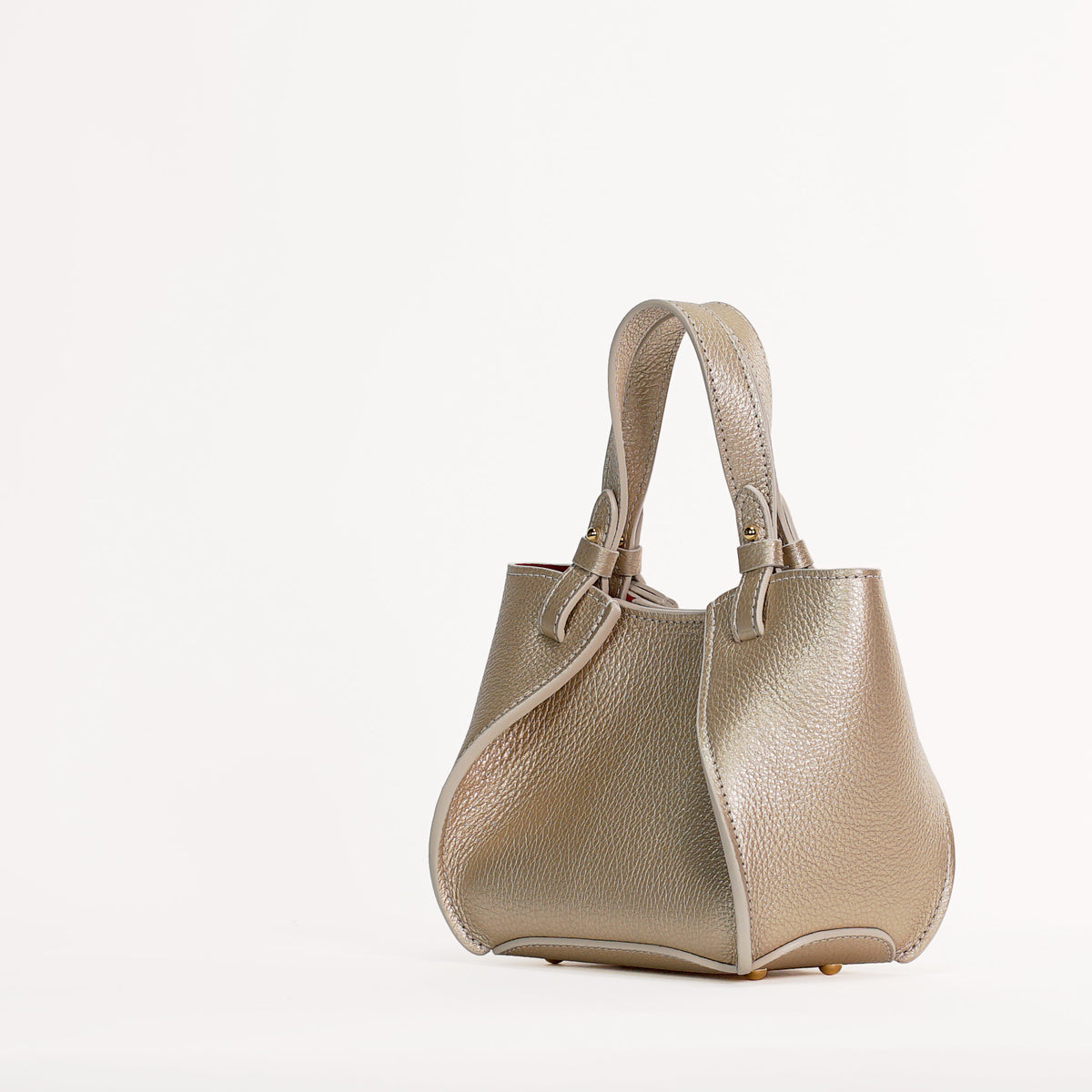 Amarante Petit Bag, Textured Leather, Light Gold