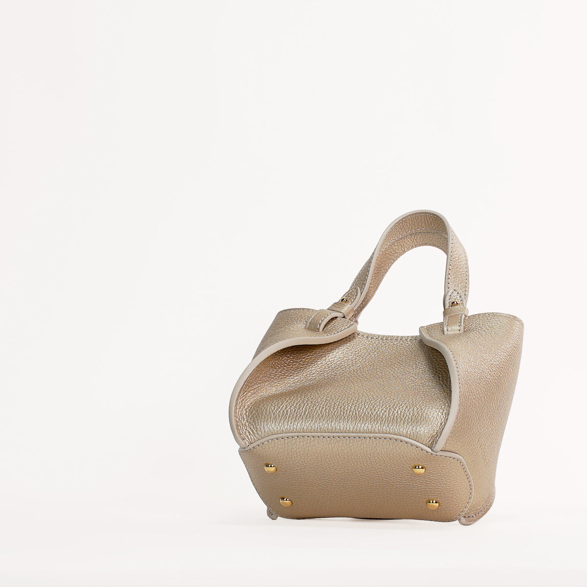 Amarante Petit Bag, Textured Leather, Light Gold