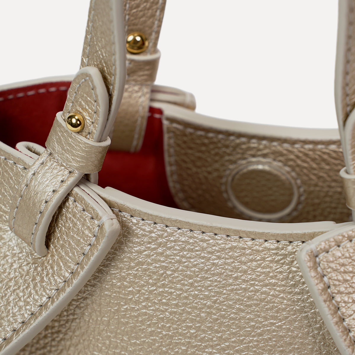 Amarante Petit Bag, Textured Leather, Light Gold