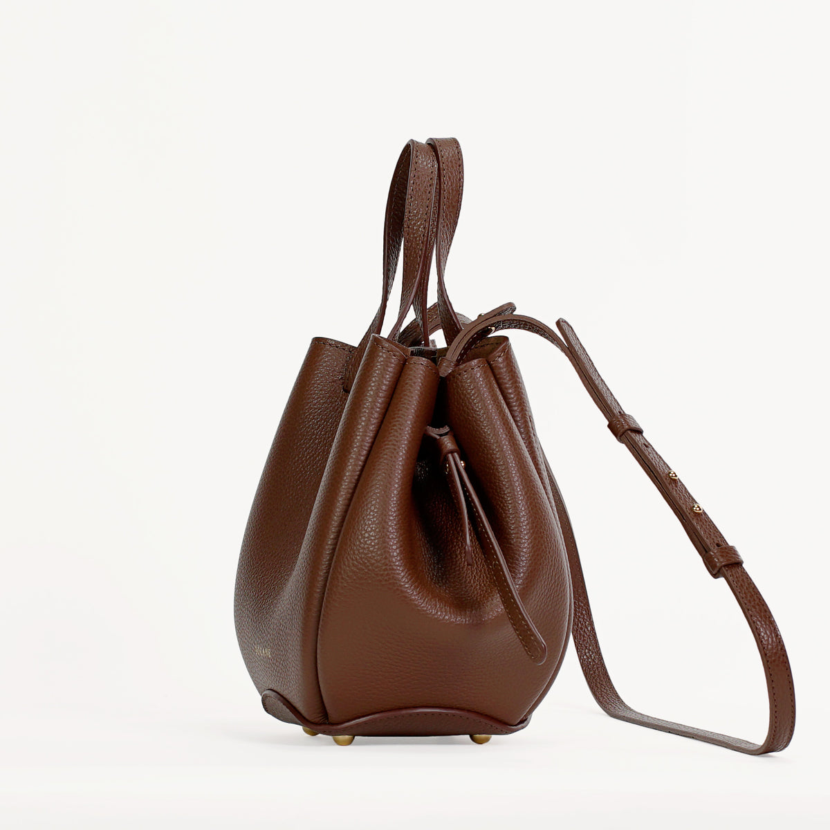 Mini Pétale Bag, Textured Leather, Hazelnut Color
