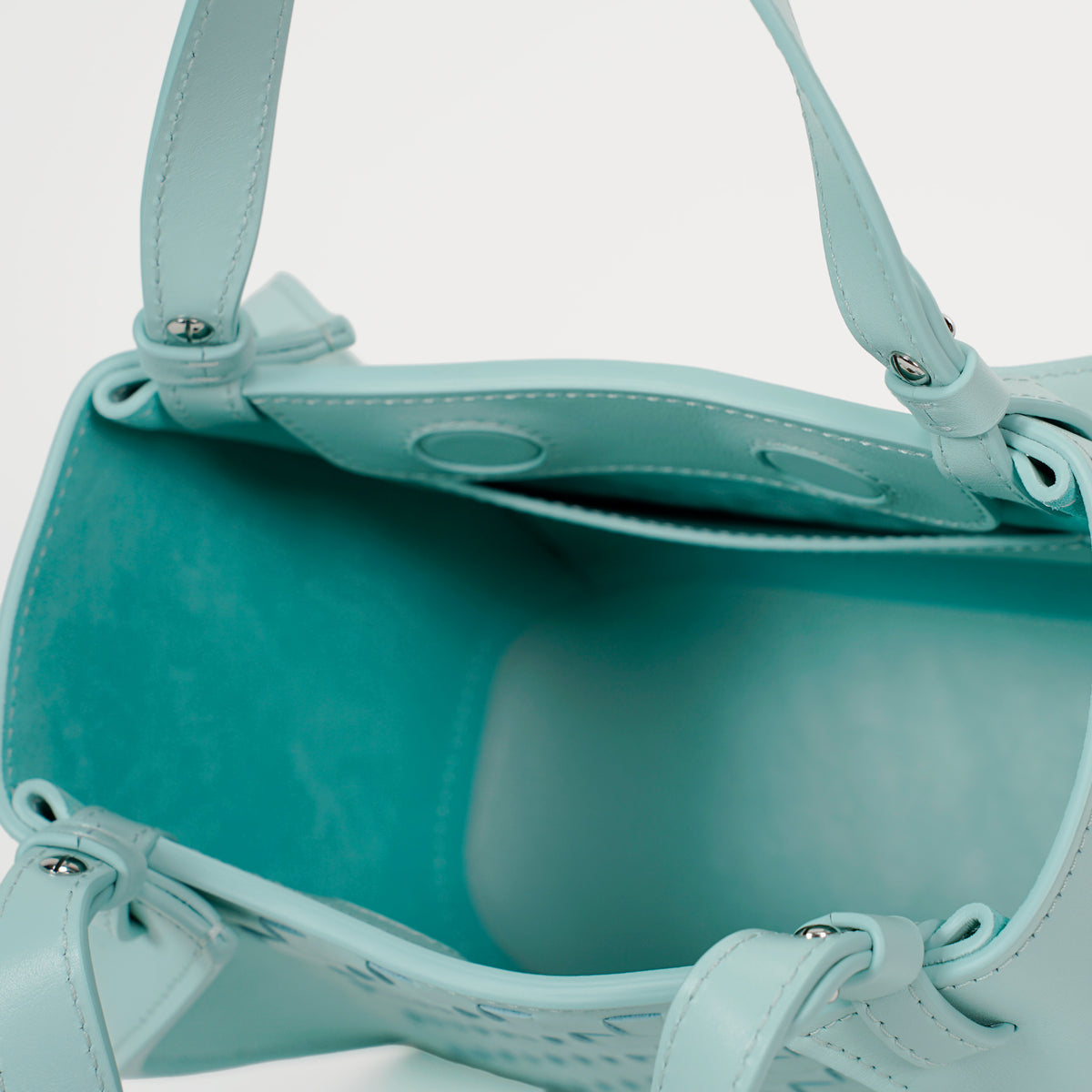 Amarante Mini Woven Bag, Nappa Leather, Aerial Blue